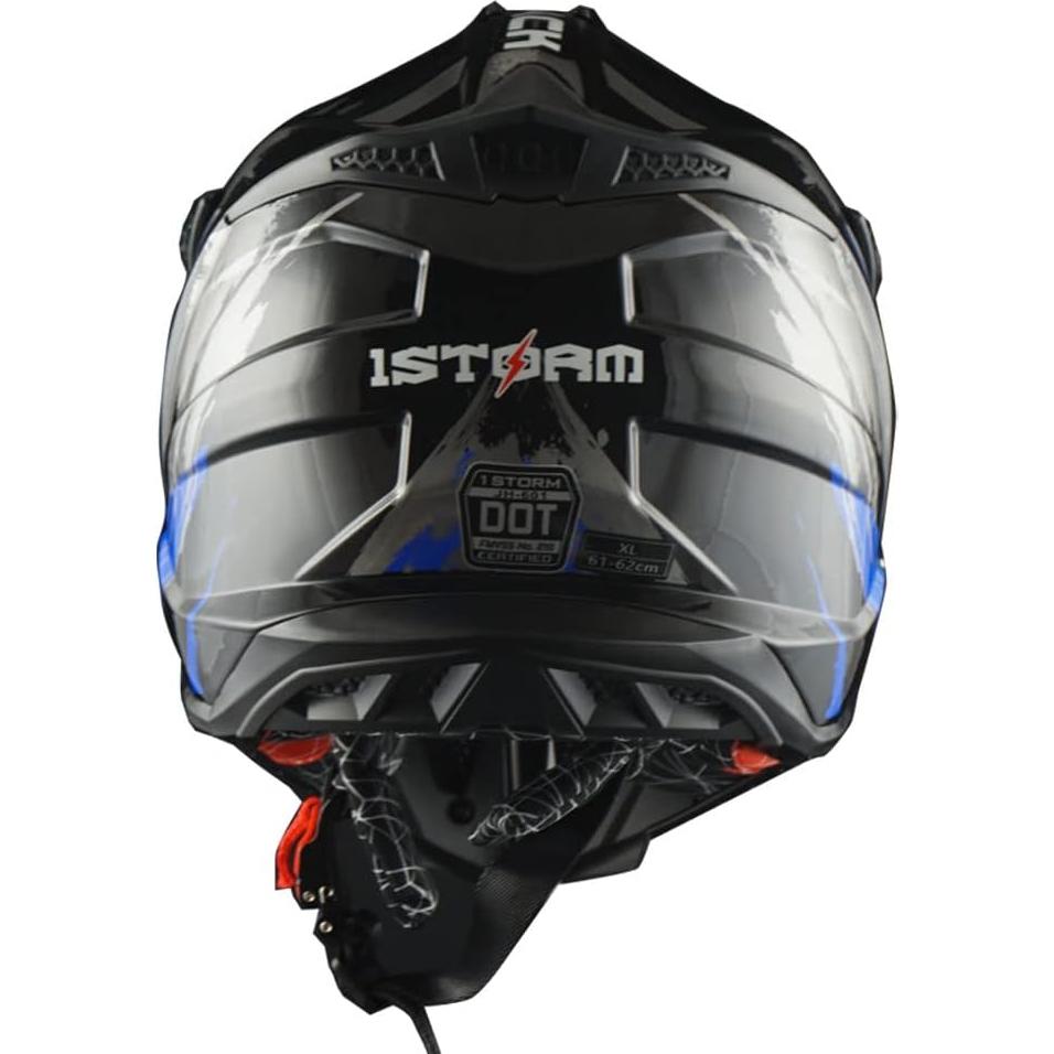 Casco de Motocross 1Storm JH601 Mediano Negro + Gafas y Guantes