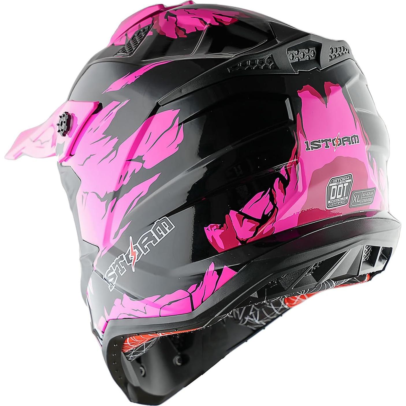 Casco de Motocross 1Storm JH601 Mediano Negro con Gafas y Guantes