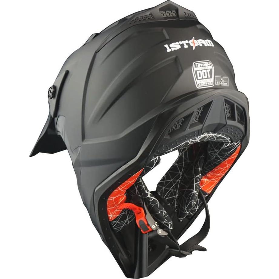 Casco de Motocross 1Storm JH601 Mediano Negro Brillante