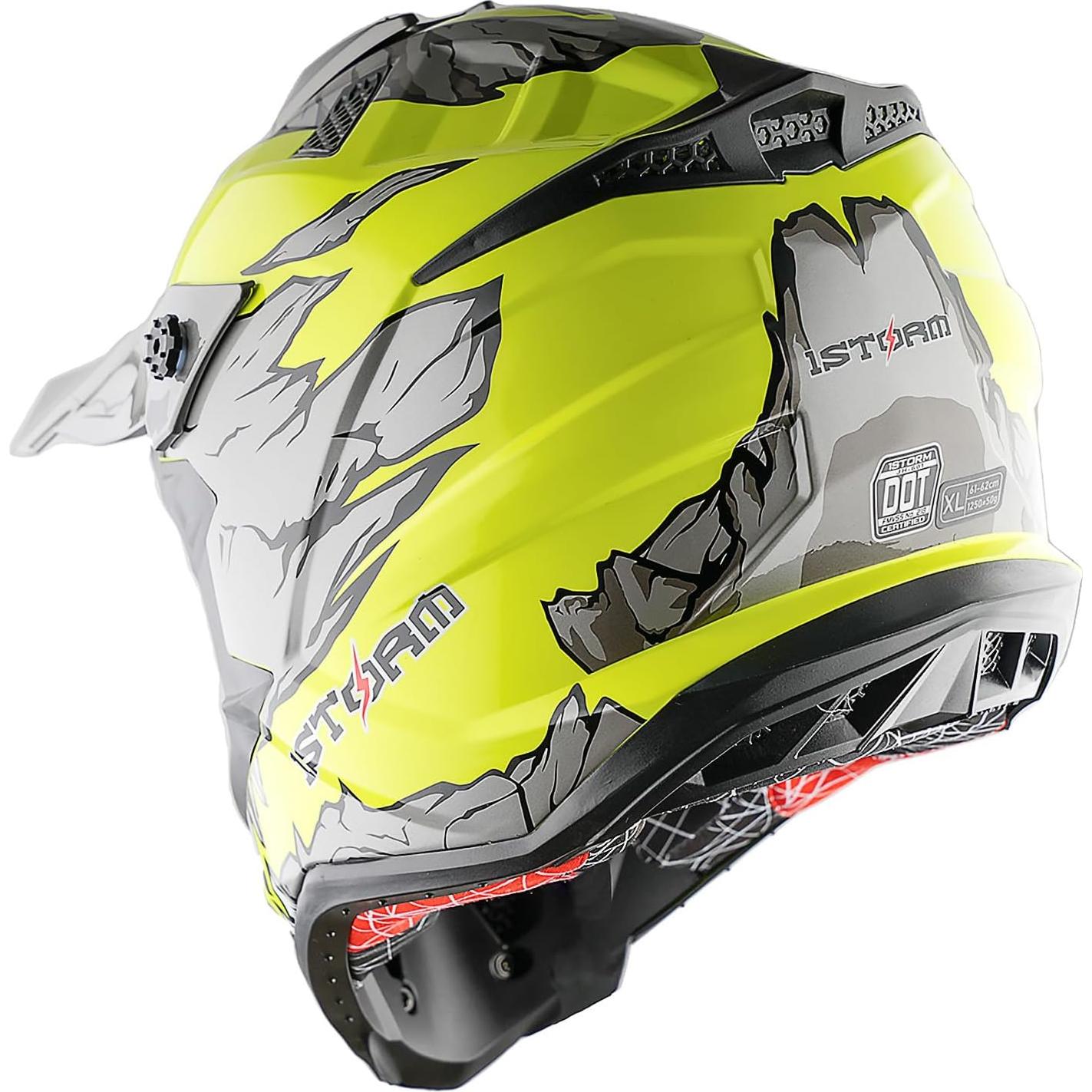 Casco de Motocross 1Storm JH601 Mediano Negro con Gafas y Guantes