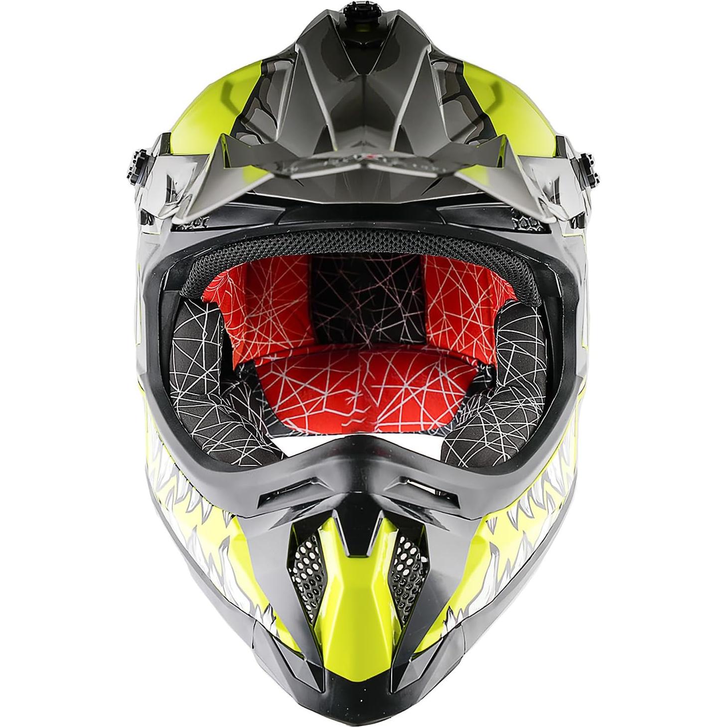 Casco de Motocross 1Storm JH601 Mediano Negro con Gafas y Guantes