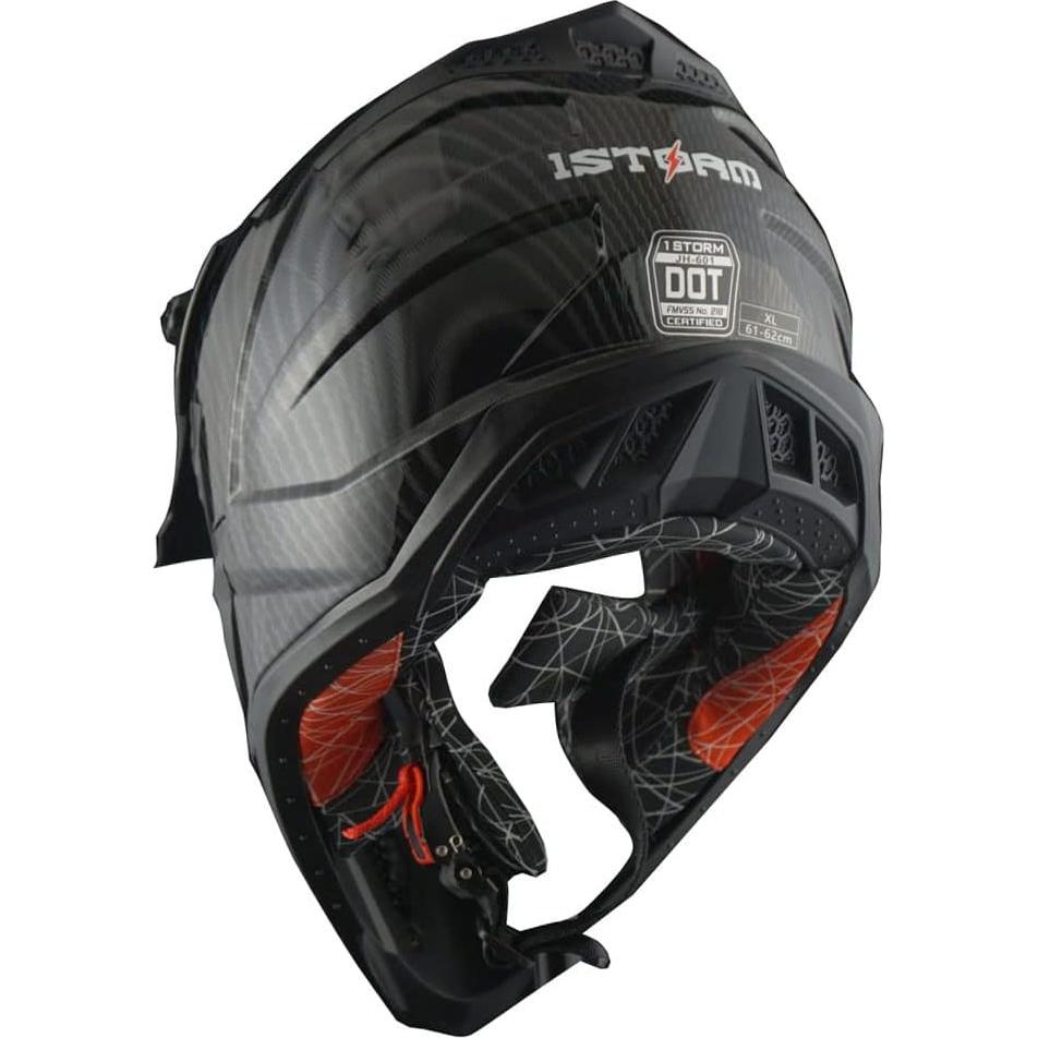 Casco de Motocross 1Storm JH601 Mediano Negro con Gafas y Guantes