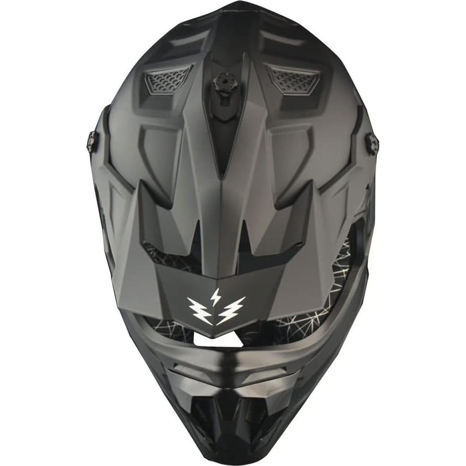 Casco de Motocross 1Storm JH601 Mediano Negro Brillante
