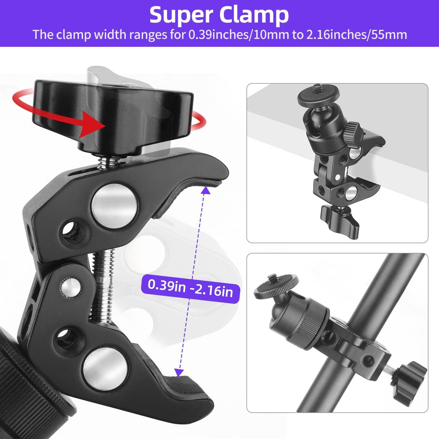 Soporte de cámara Super Clamp JINSUI con cabezal esférico 360°