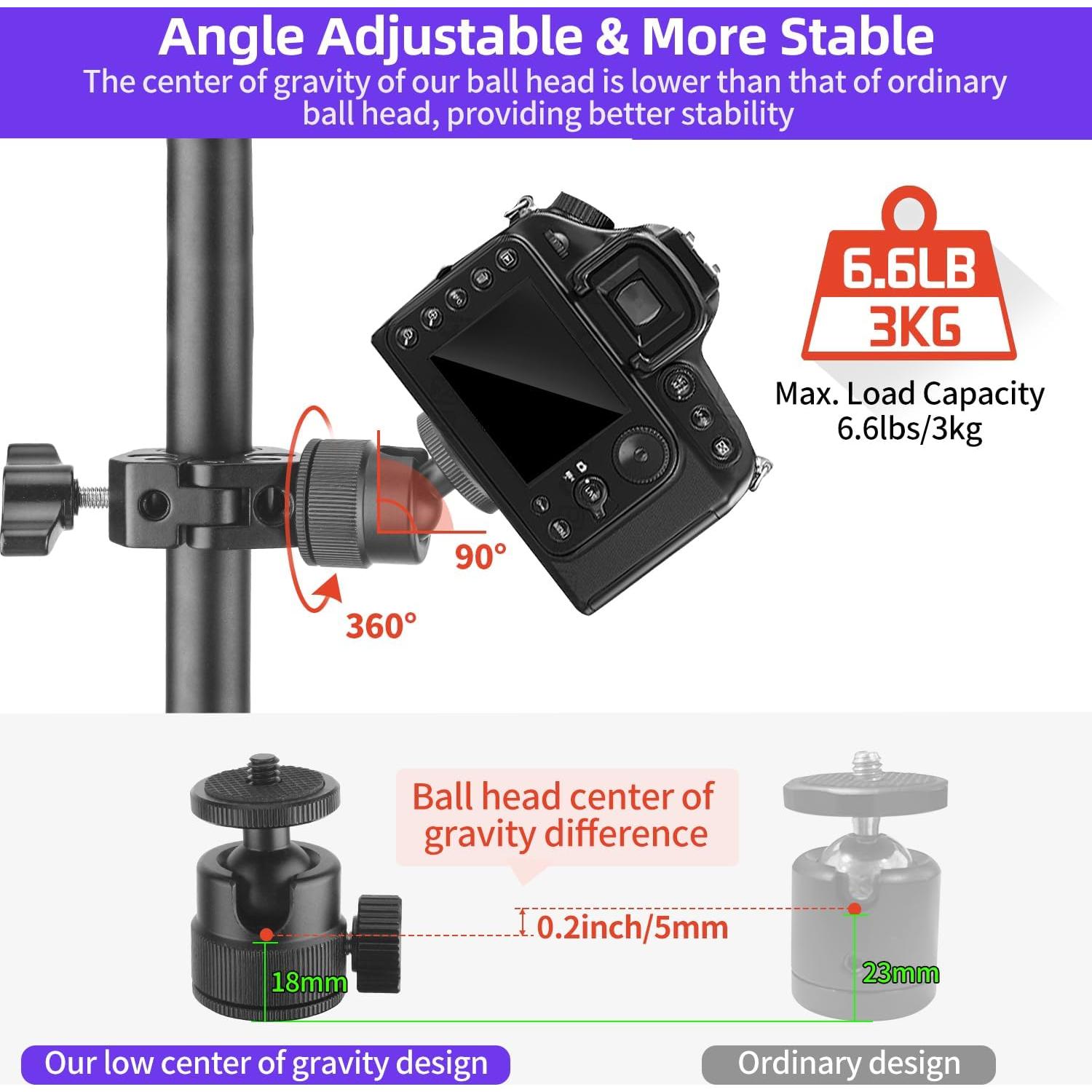 Soporte de cámara Super Clamp JINSUI con cabezal esférico 360°