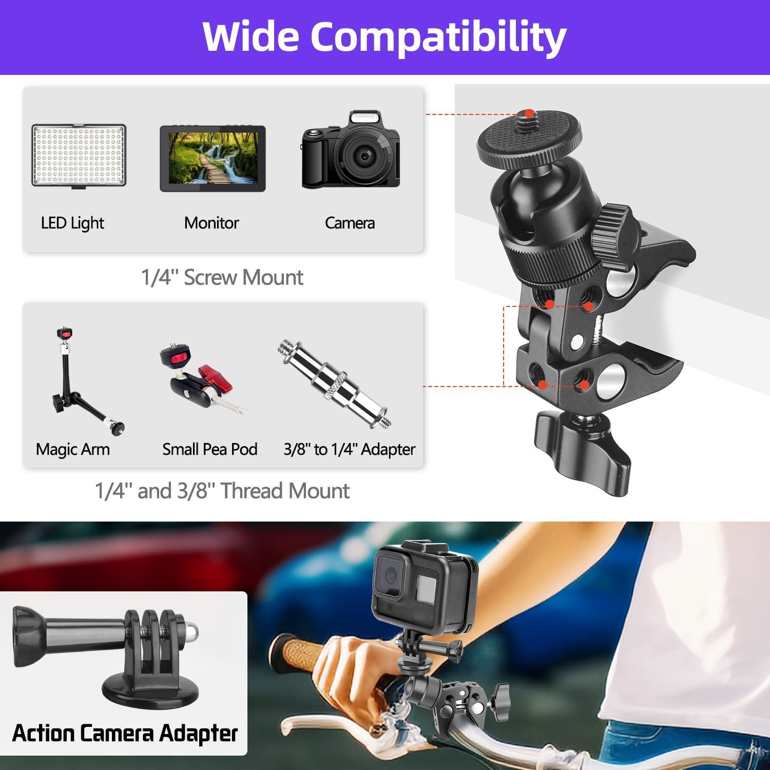 Soporte de cámara Super Clamp JINSUI con cabezal esférico 360°