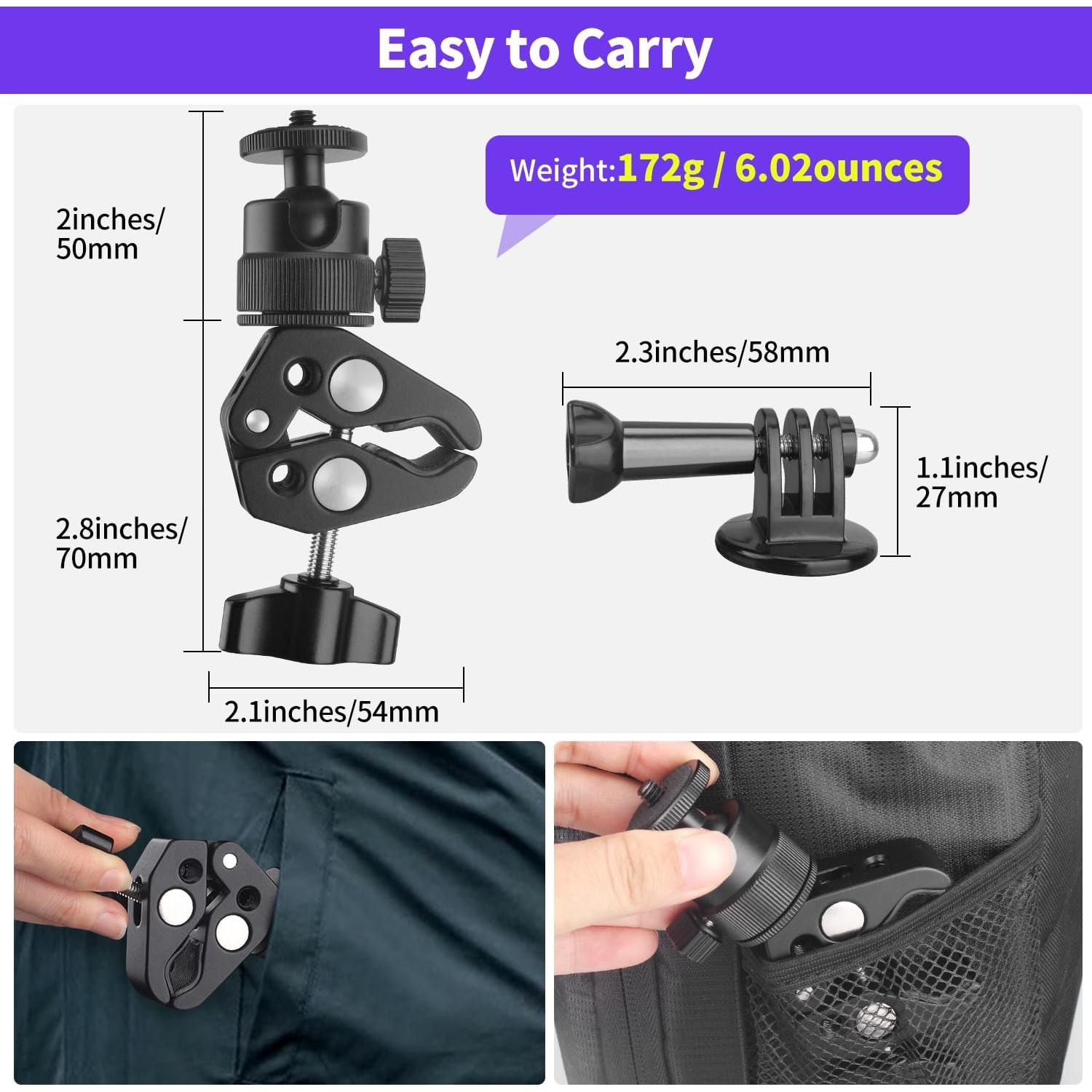 Soporte de cámara Super Clamp JINSUI con cabezal esférico 360°