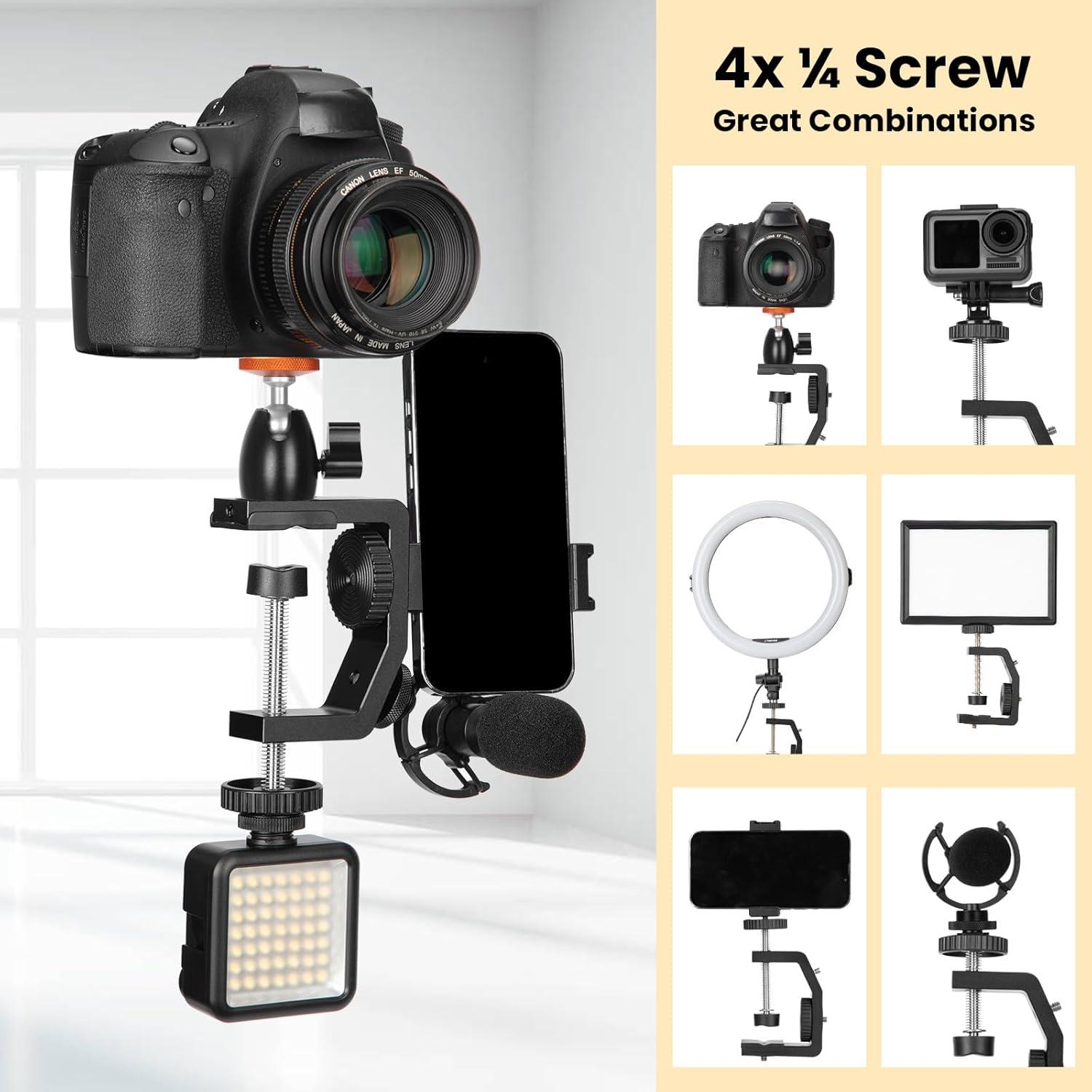 Soporte de Cámara de Escritorio TARION TR-C con C-Clamp y Cabezal de Bola