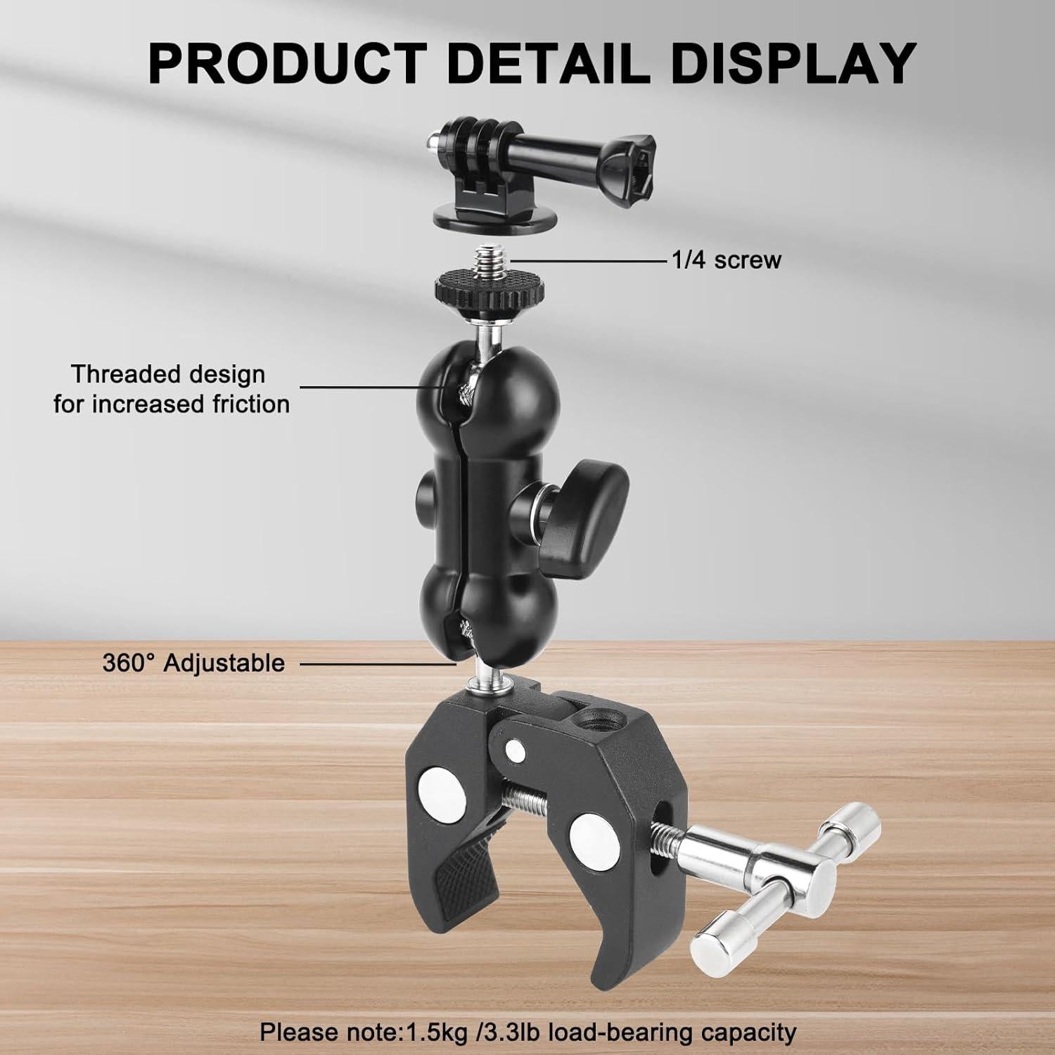 Soporte de Cámara Super Clamp UTEBIT con Cabezal 360° y Brazo Mágico