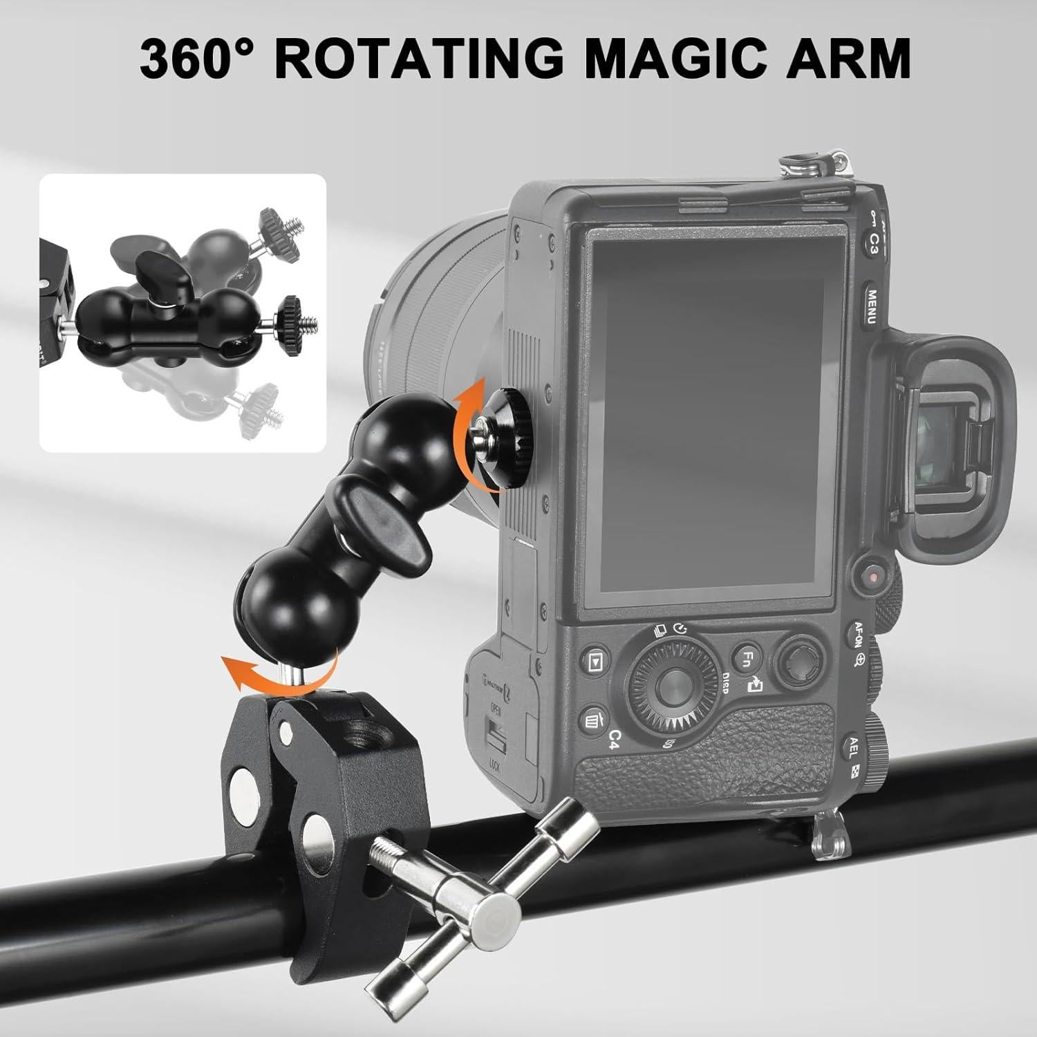 Soporte de Cámara Super Clamp UTEBIT con Cabezal 360° y Brazo Mágico