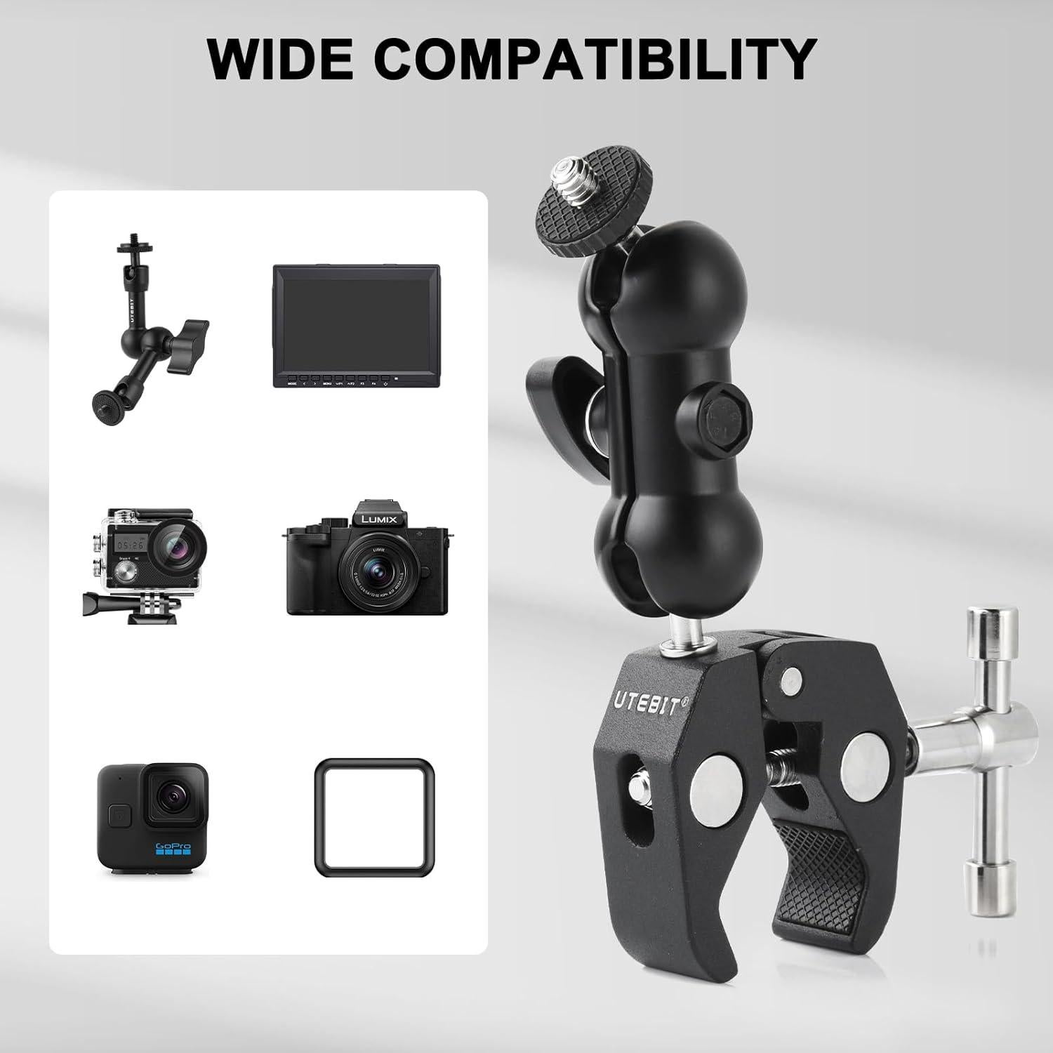 Soporte de Cámara Super Clamp UTEBIT con Cabezal 360° y Brazo Mágico