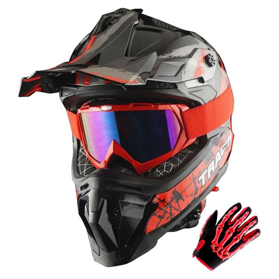 Casco de Motocross 1Storm JH601 Mediano Negro y Rojo