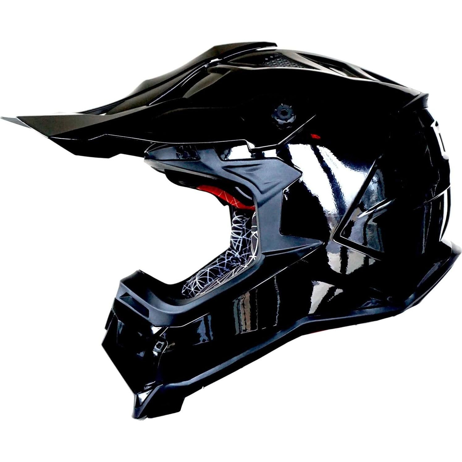 Casco de Motocross 1Storm JH601 Mediano Negro Brillante