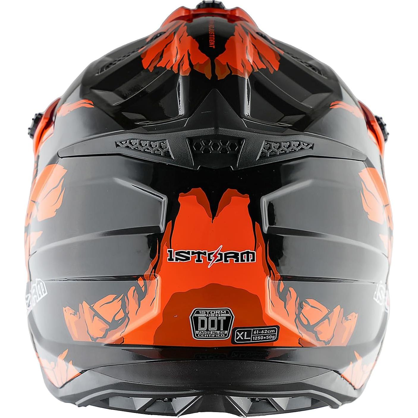 Casco de Motocross 1Storm JH601 Mediano Negro con Gafas y Guantes