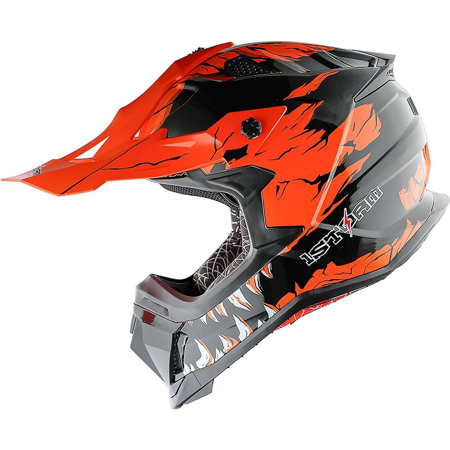 Casco de Motocross 1Storm JH601 Mediano Negro con Gafas y Guantes