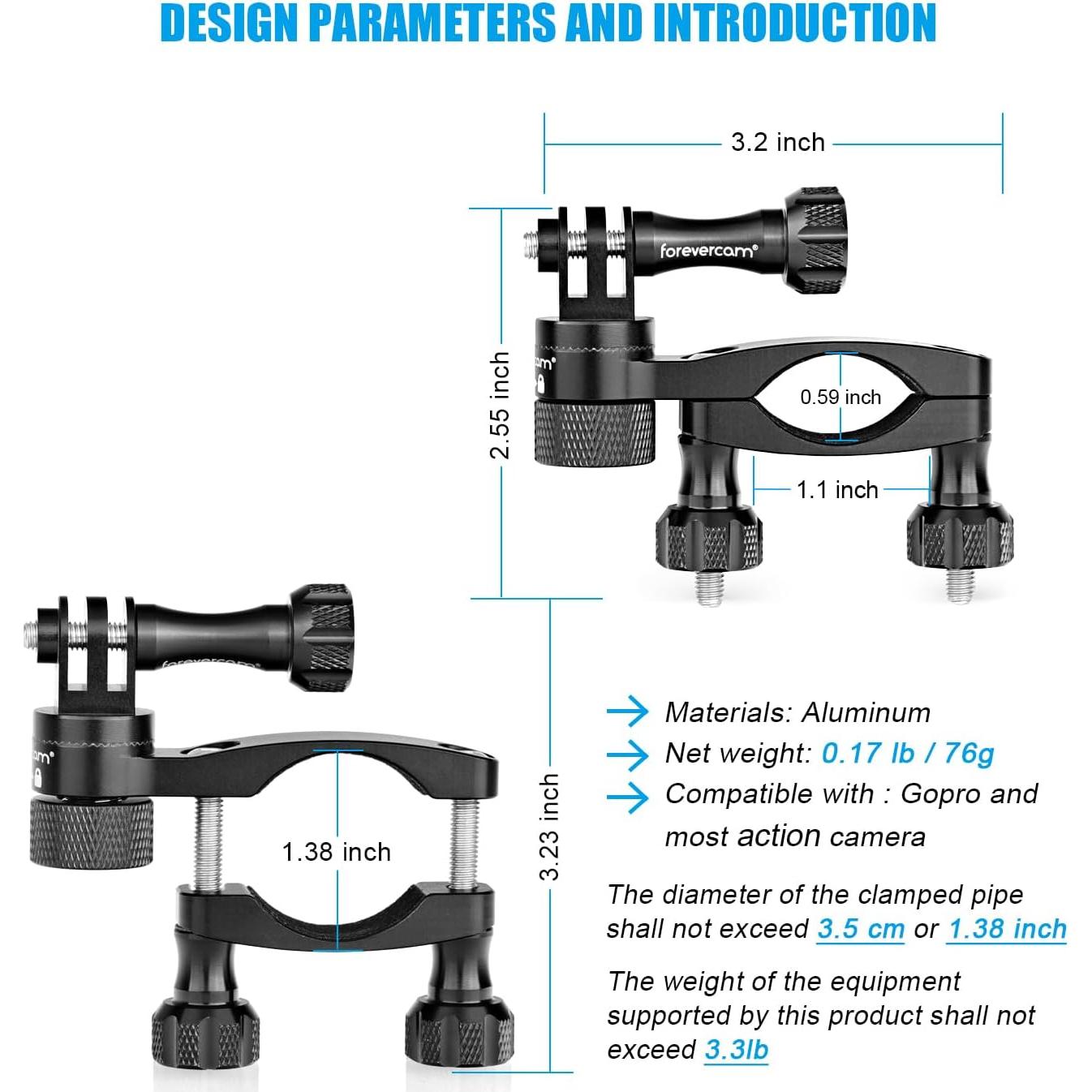 Soporte de Manillar de Bicicleta Forevercam para GoPro - Aluminio 360°
