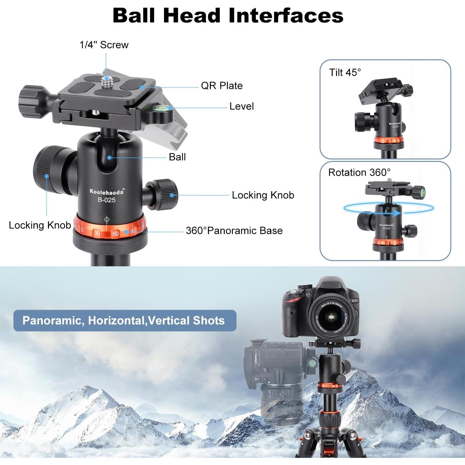 Trípode de Cámara Koolehaoda TMP-223 Ajustable 21-63.5cm