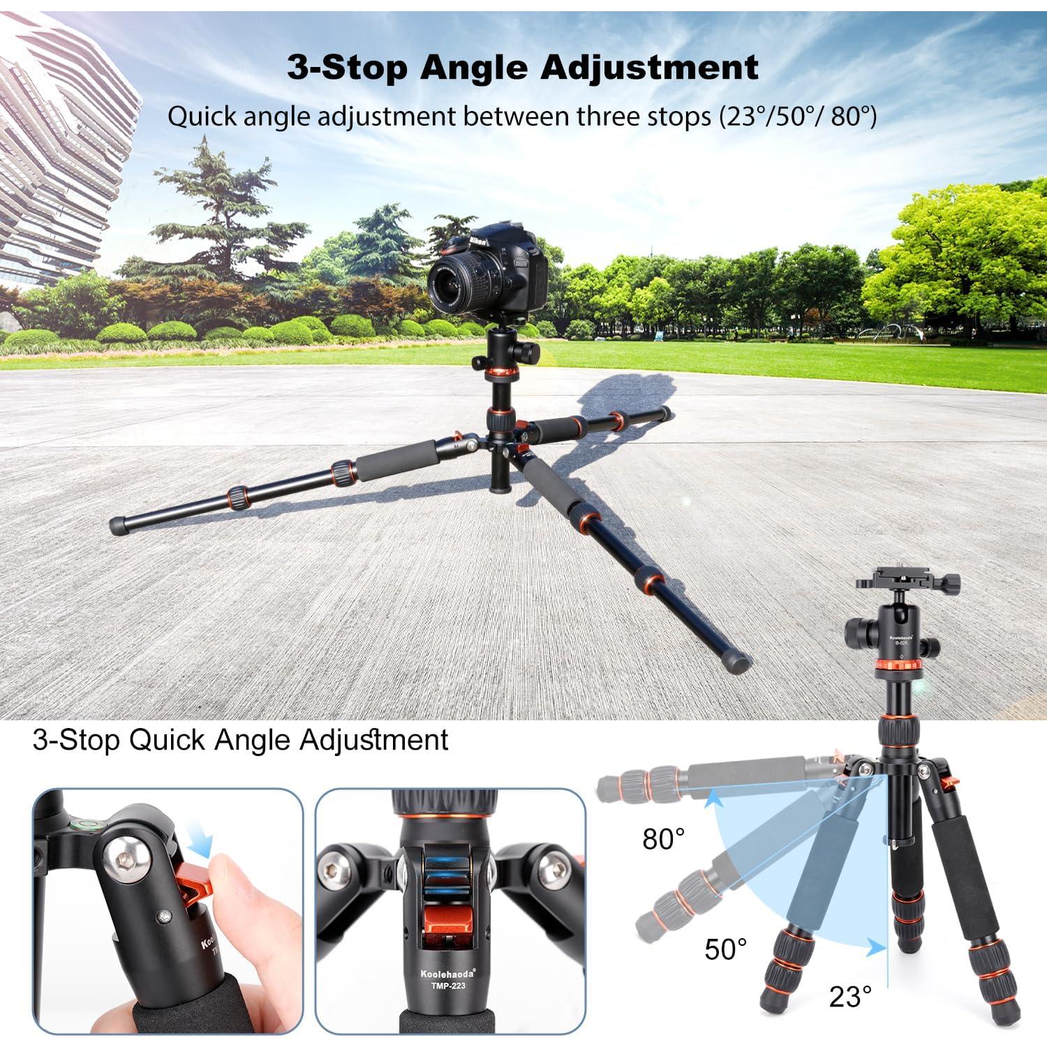 Trípode de Cámara Koolehaoda TMP-223 Ajustable 21-63.5cm