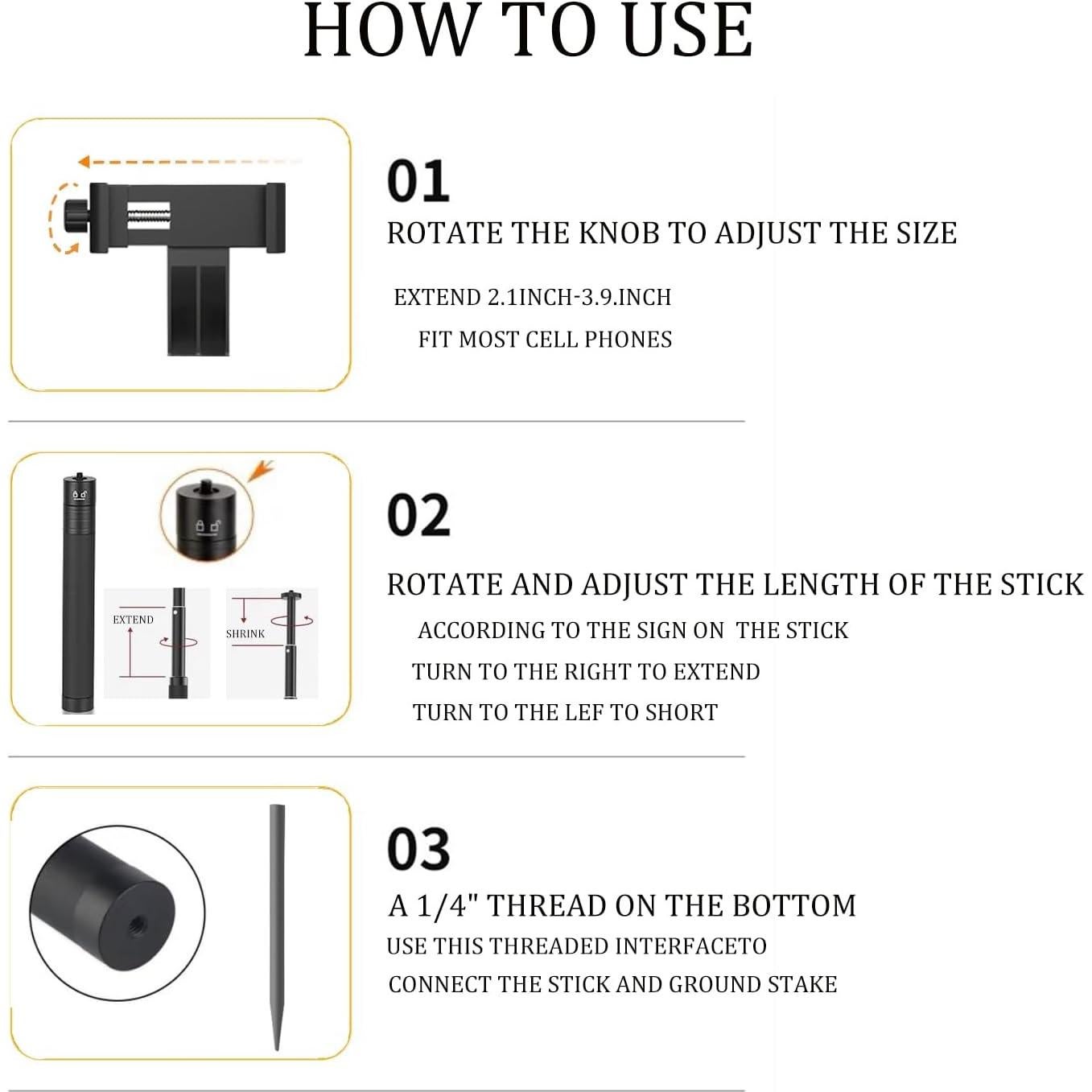 Bastón de Grabación de Golf WIGERLON Ajustable 45-116.8 cm