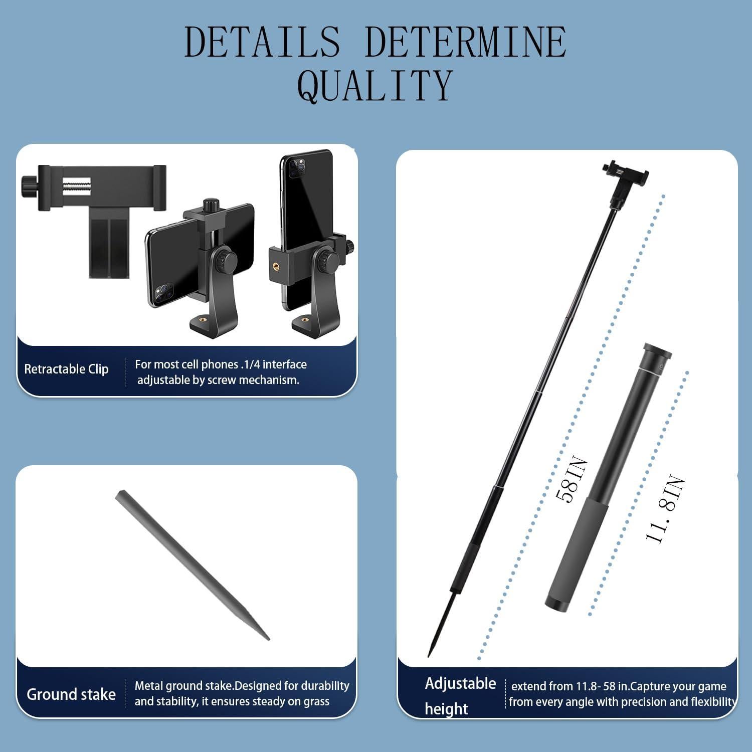 Bastón de Grabación de Golf WIGERLON Ajustable 45-116.8 cm