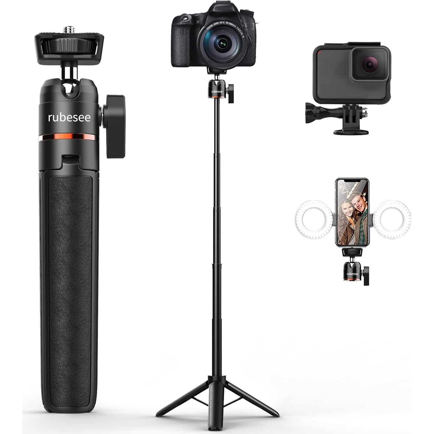 Trípode Mini Ajustable rubesee PL-1015 62.5cm para Cámara