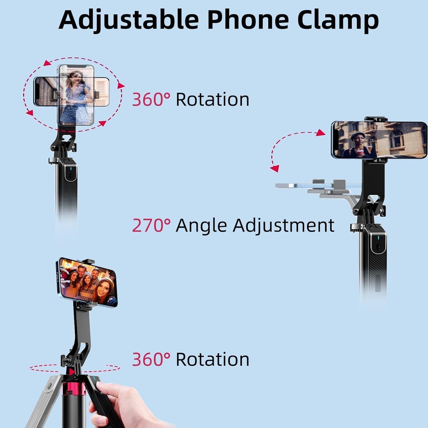 Palo Selfie WOVTE 180 cm con 2 Luces y Control Remoto