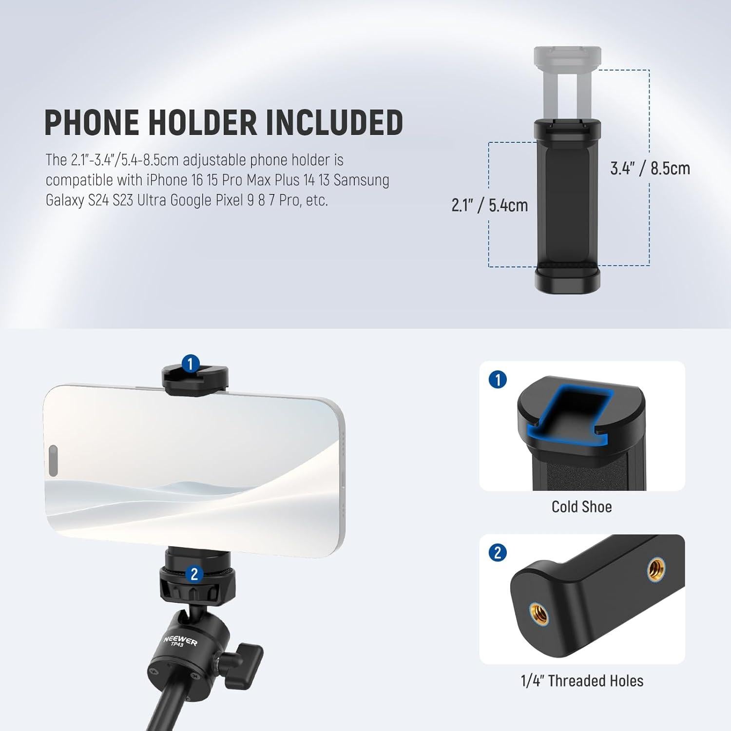 Trípode Mini Selfie Stick NEEWER TP43 Negro para iPhone y GoPro