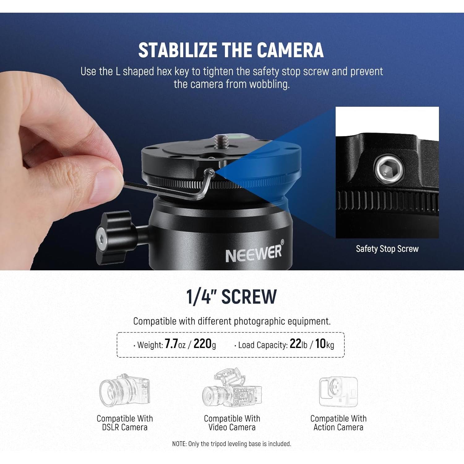 Base de Nivelación de Trípode NEEWER 50mm con Burbuja