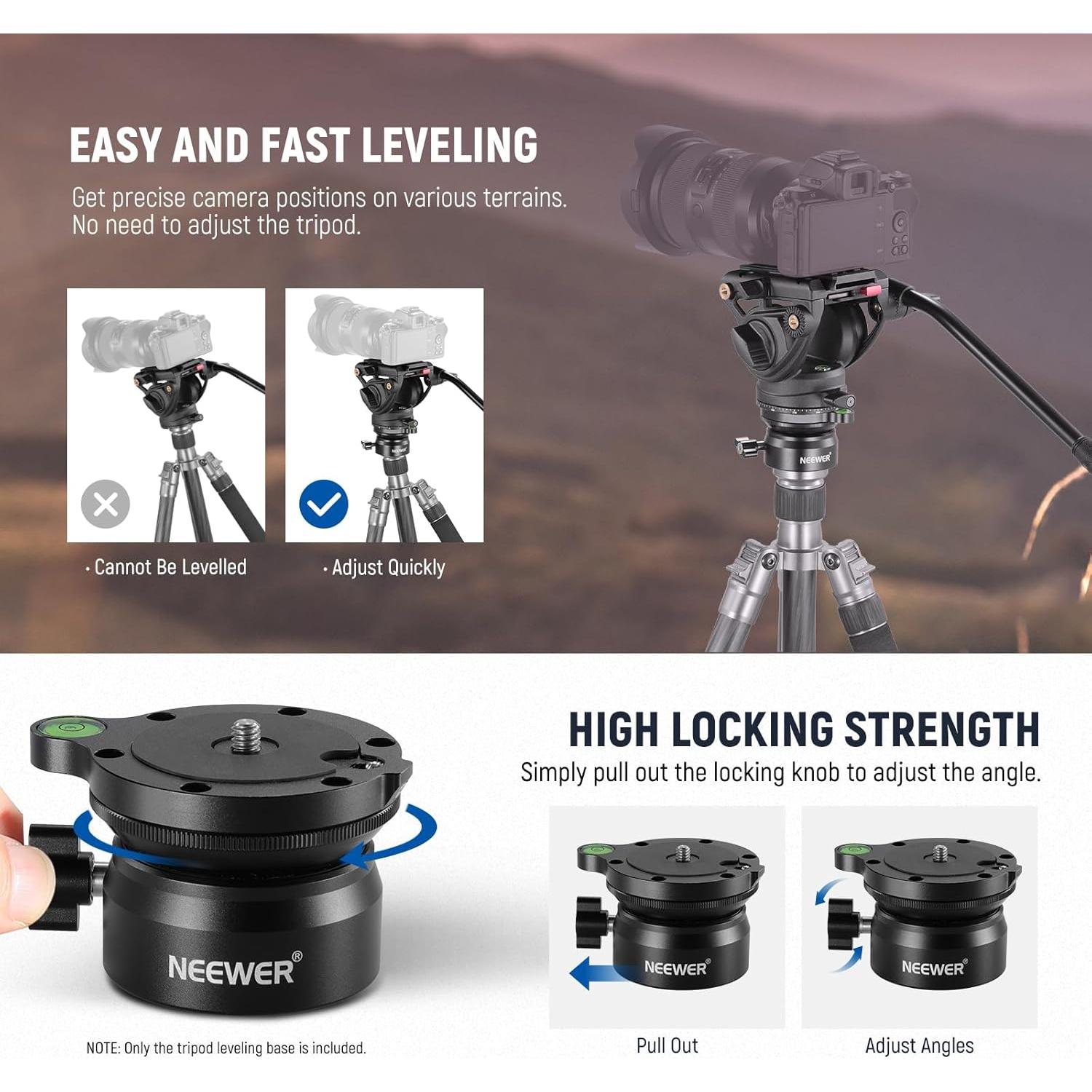 Base de Nivelación de Trípode NEEWER 50mm con Burbuja