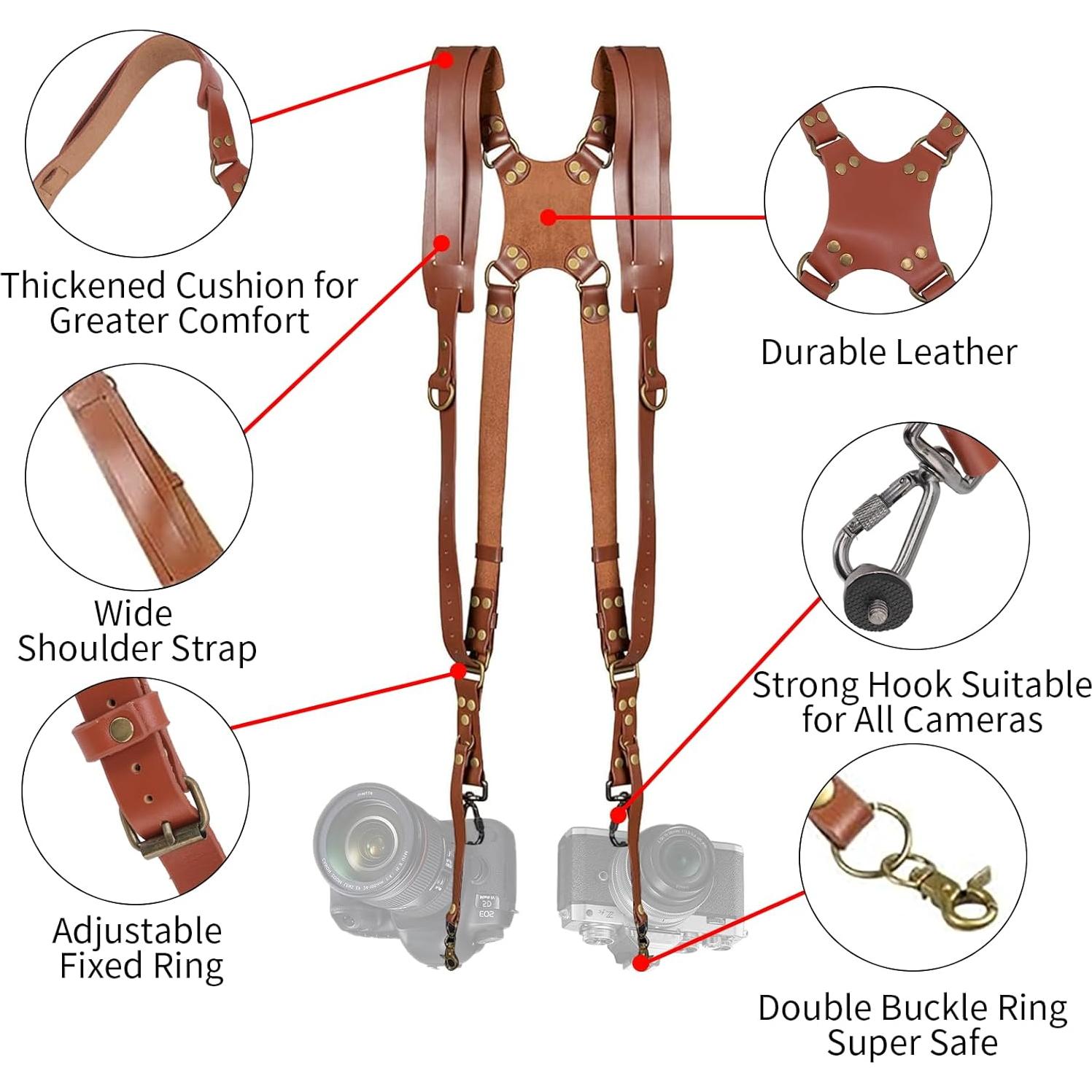 Arnés de Doble Cámara JUSTHERE para Fotógrafos - Correa de Cuero