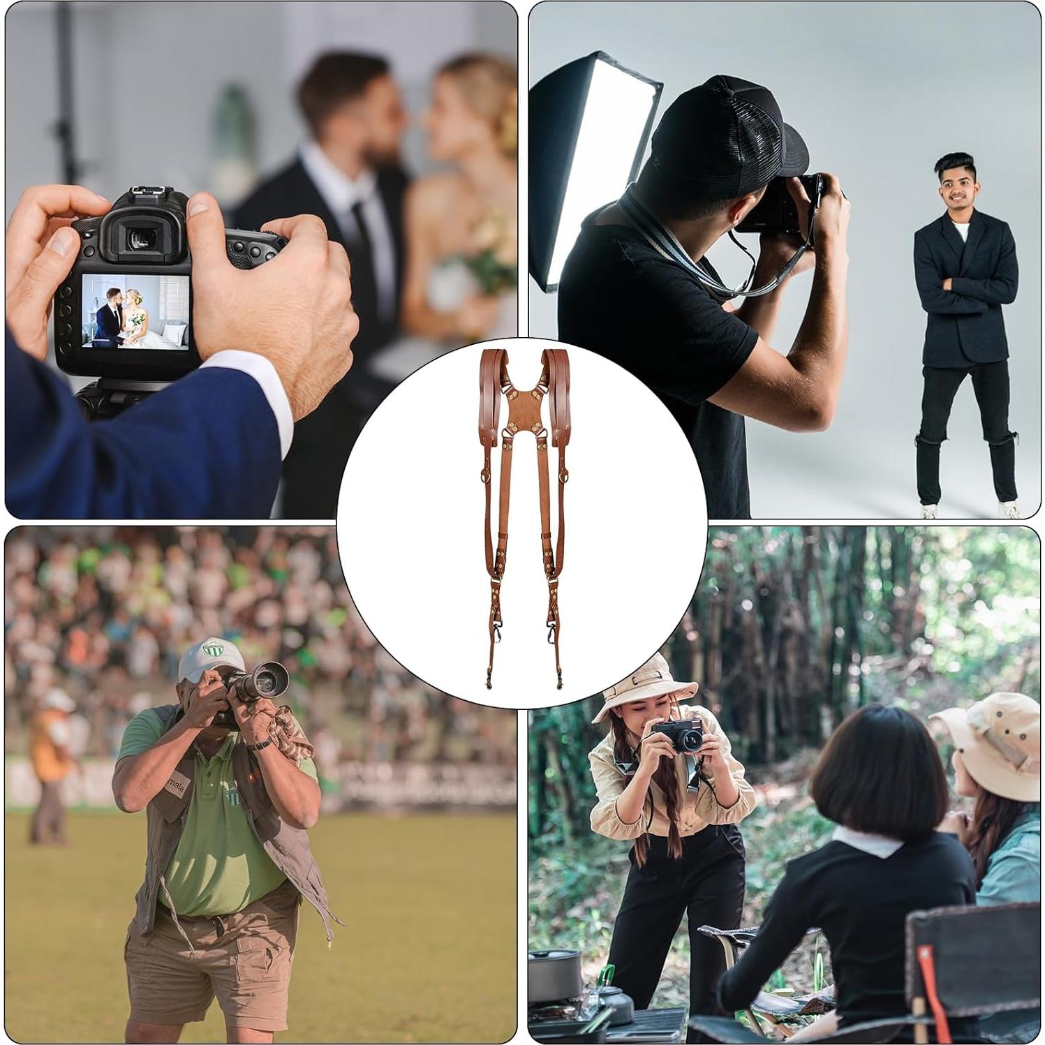 Arnés de Doble Cámara JUSTHERE para Fotógrafos - Correa de Cuero