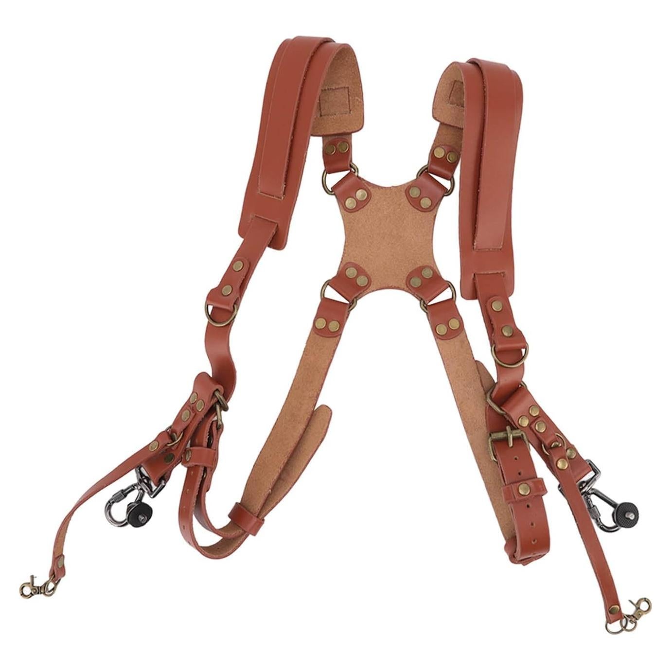 Arnés Doble Cámara Jerliflyer de Cuero Ajustable Marrón