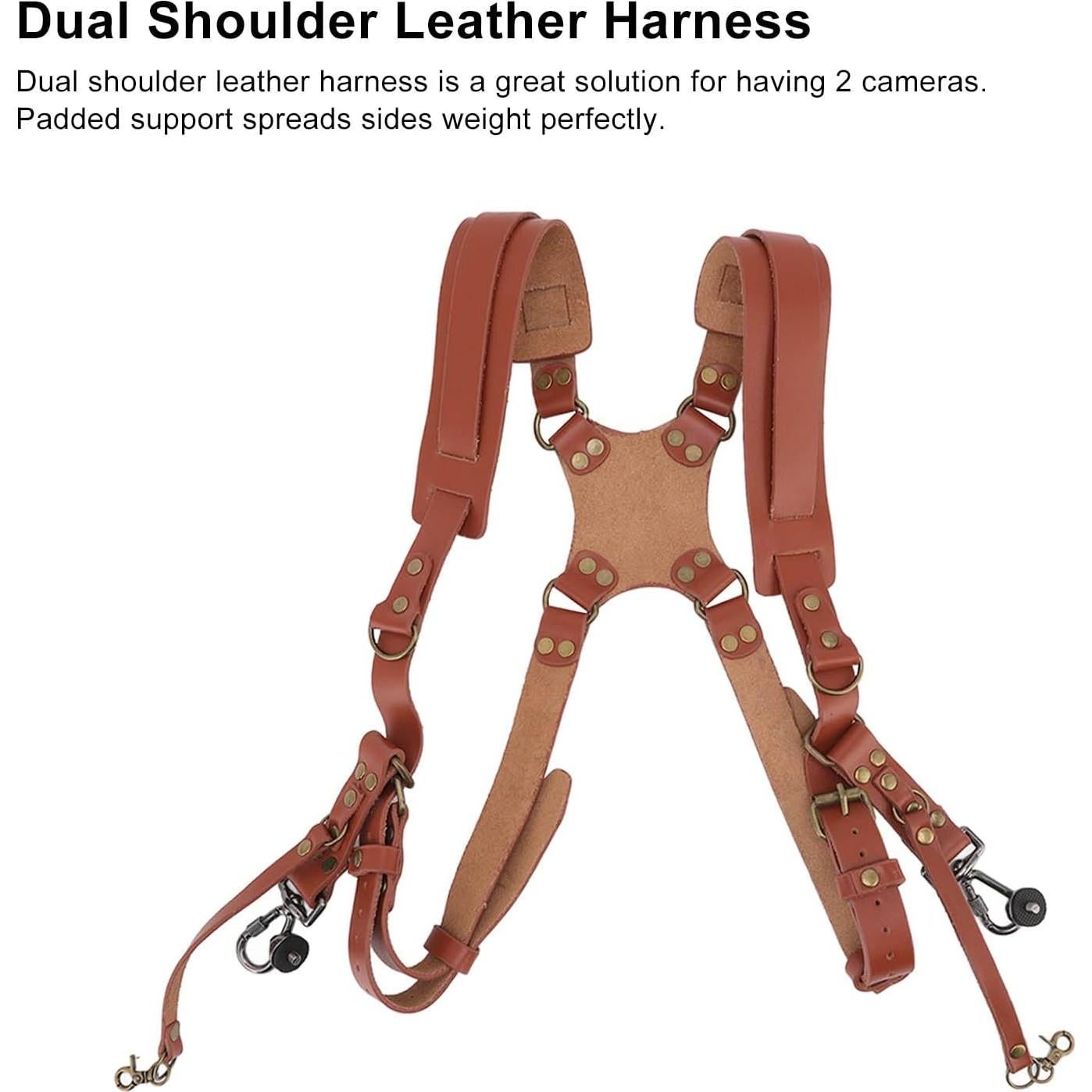 Arnés Doble Cámara Jerliflyer de Cuero Ajustable Marrón