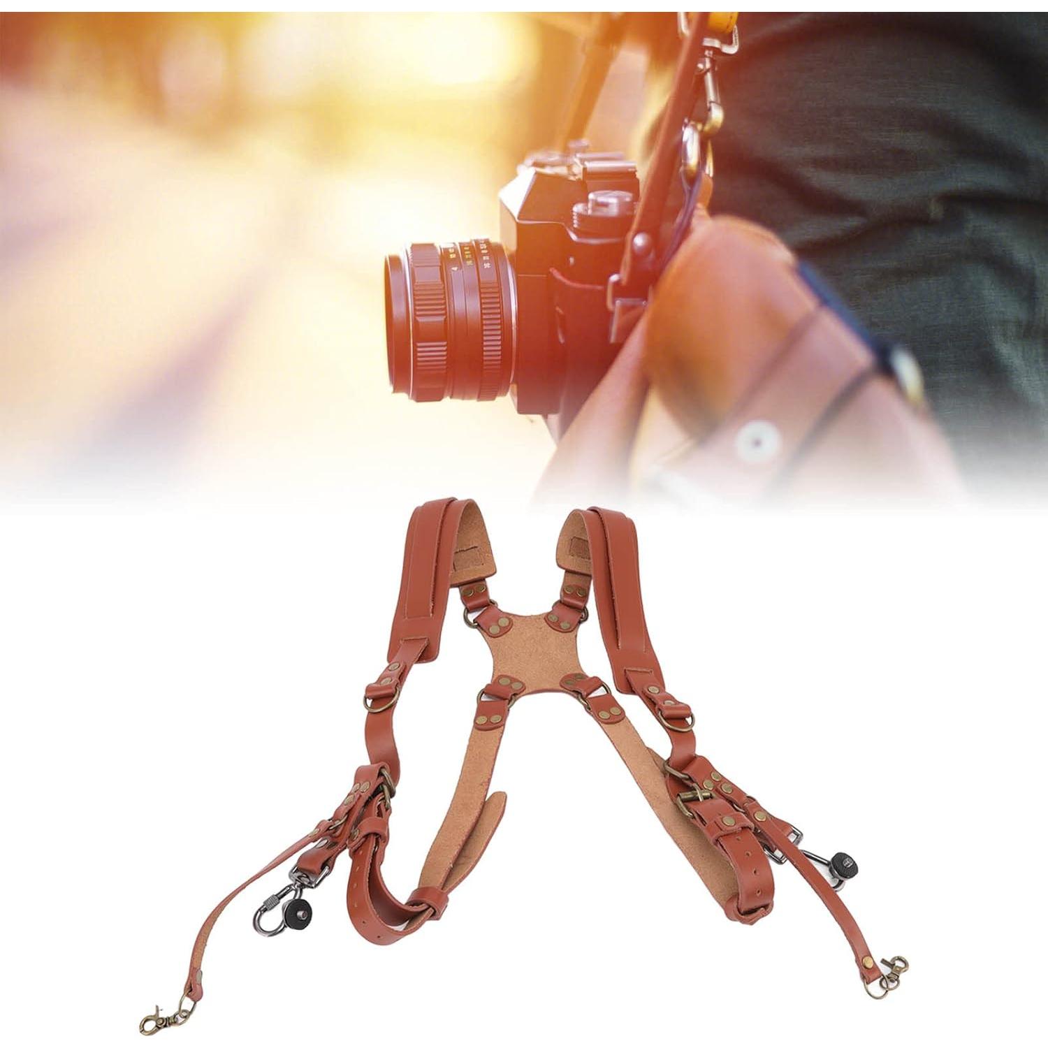 Arnés Doble Cámara Jerliflyer de Cuero Ajustable Marrón