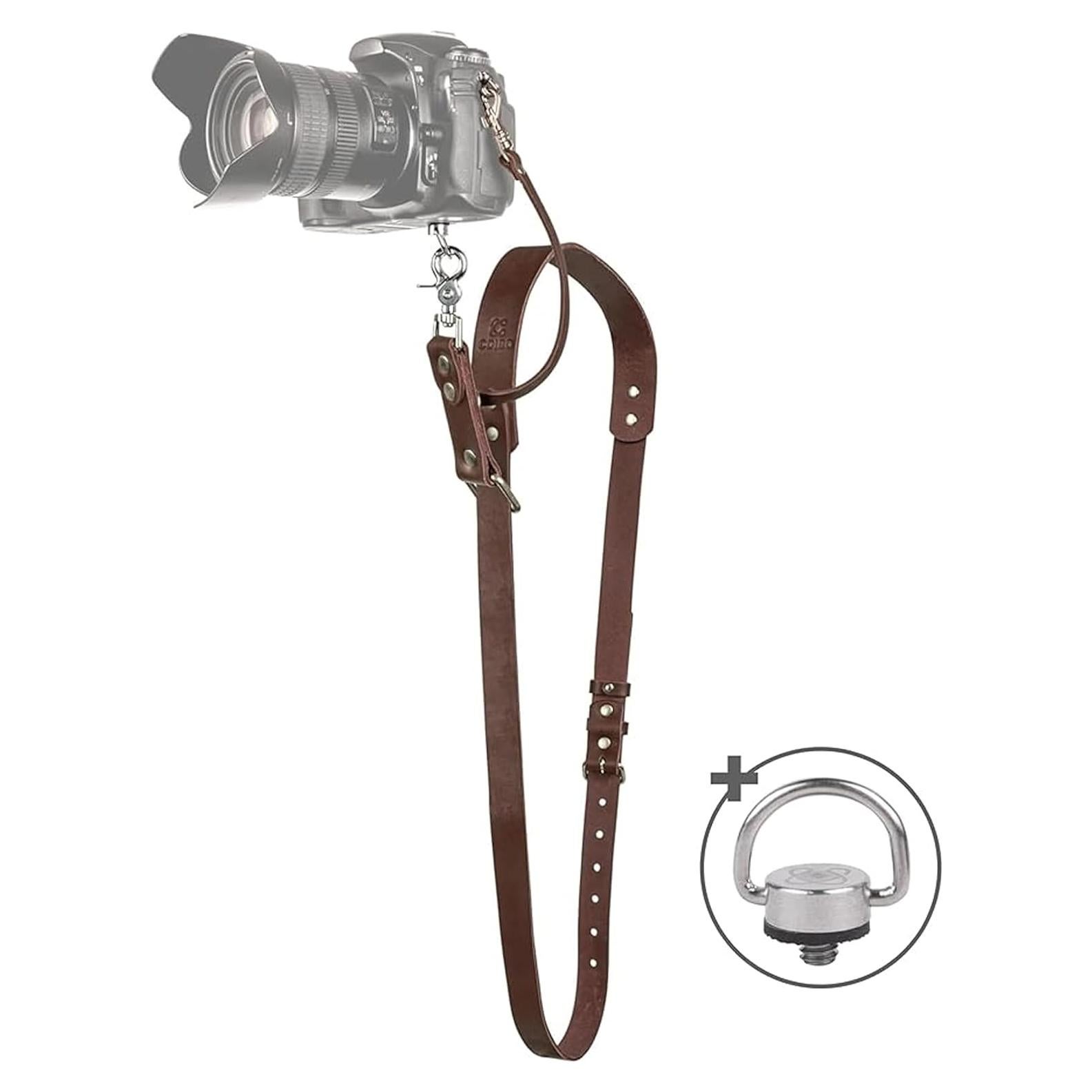 Correa de cámara de cuero C Coiro marrón ajustable para DSLR