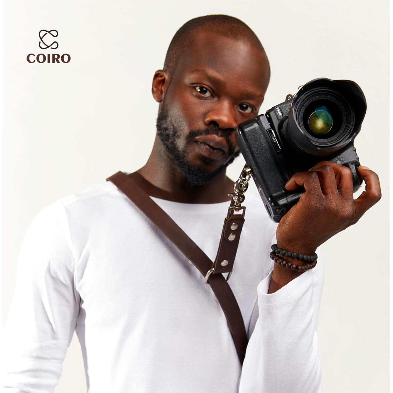 Correa de cámara de cuero C Coiro marrón ajustable para DSLR