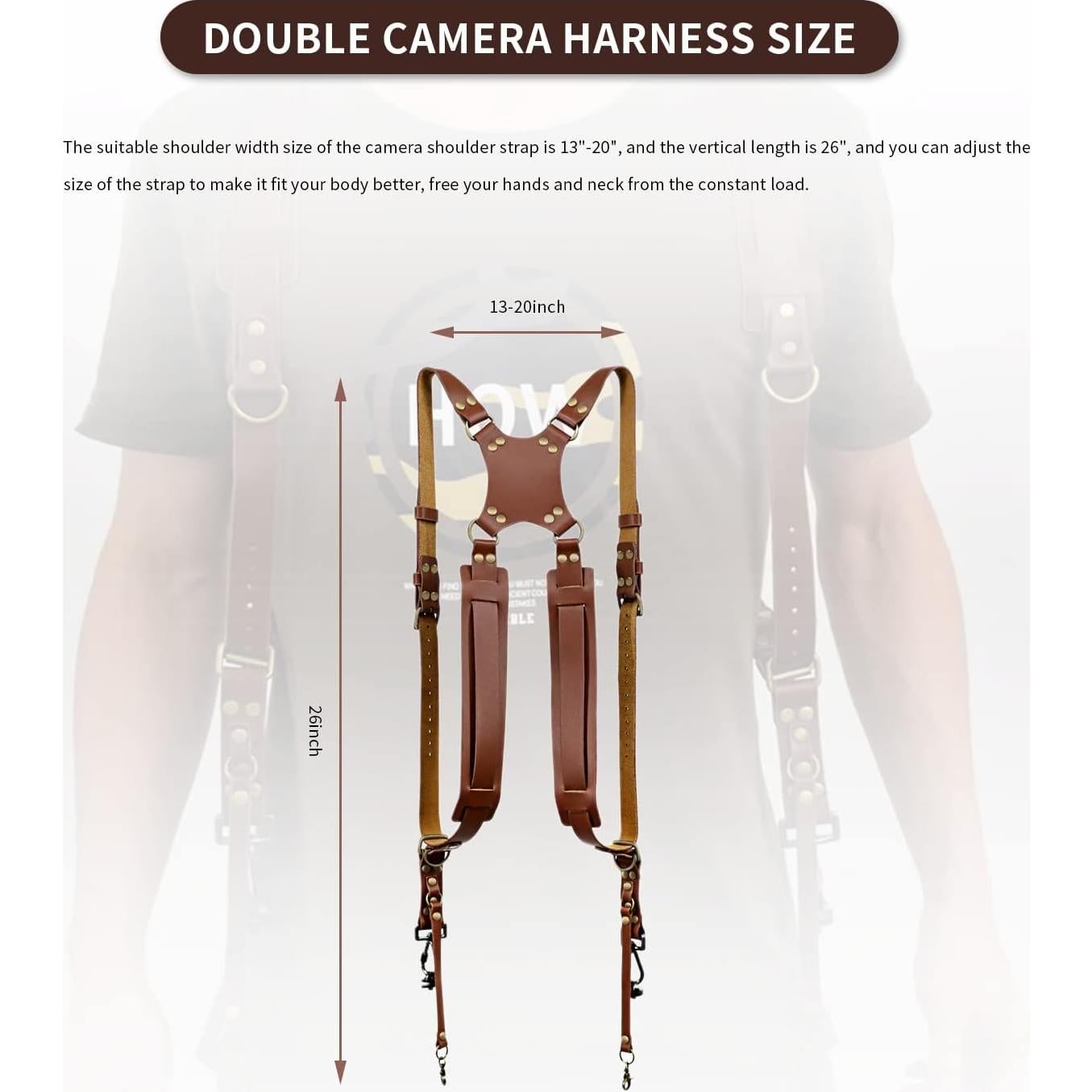 Correa Doble para Cámara Gugxiom de Cuero Ajustable Marrón