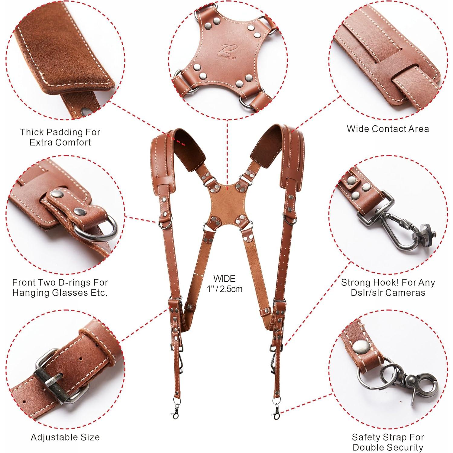 Arnés de cámara dual Padwa Lifestyle cuero marrón 20 kg