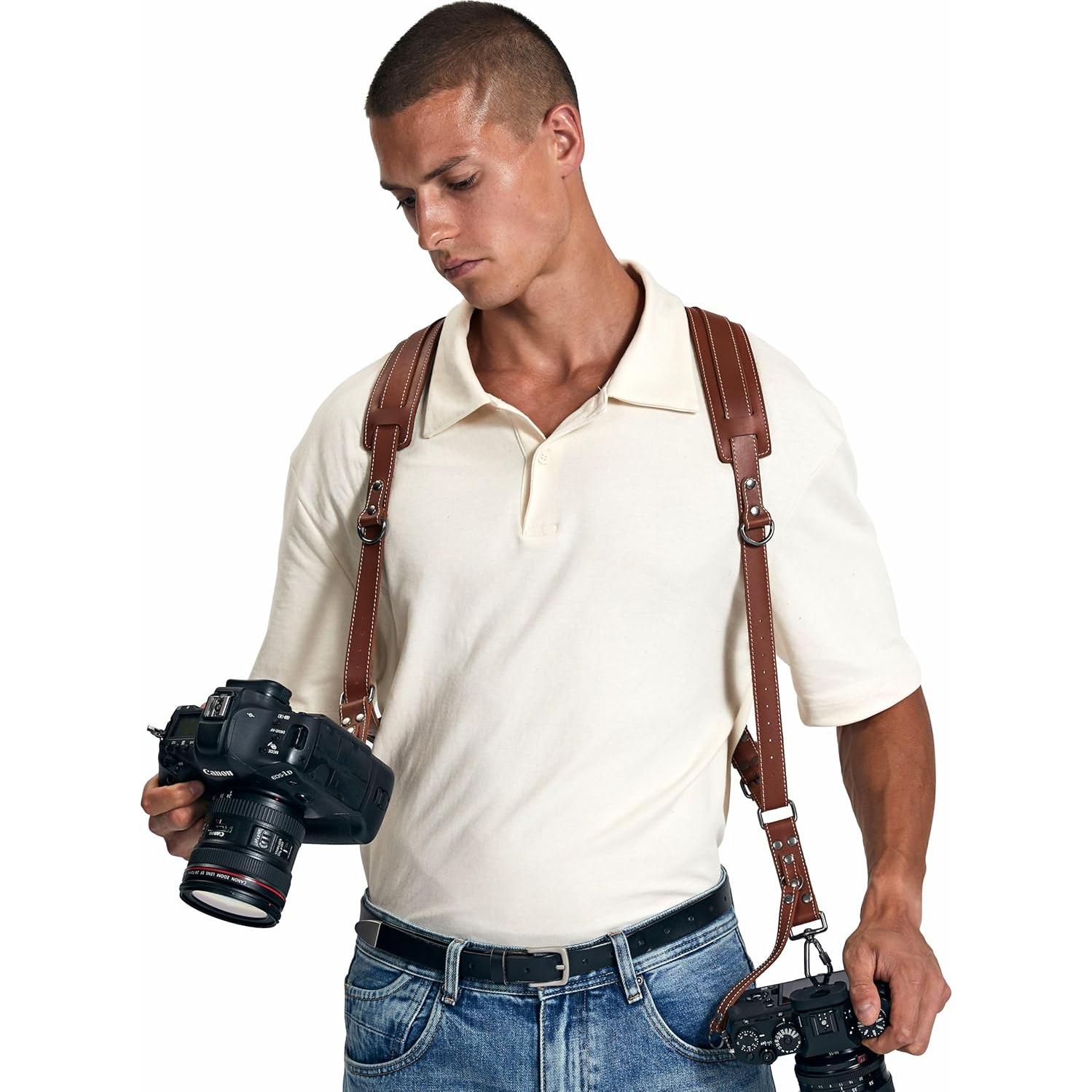 Arnés de cámara dual Padwa Lifestyle cuero marrón 20 kg