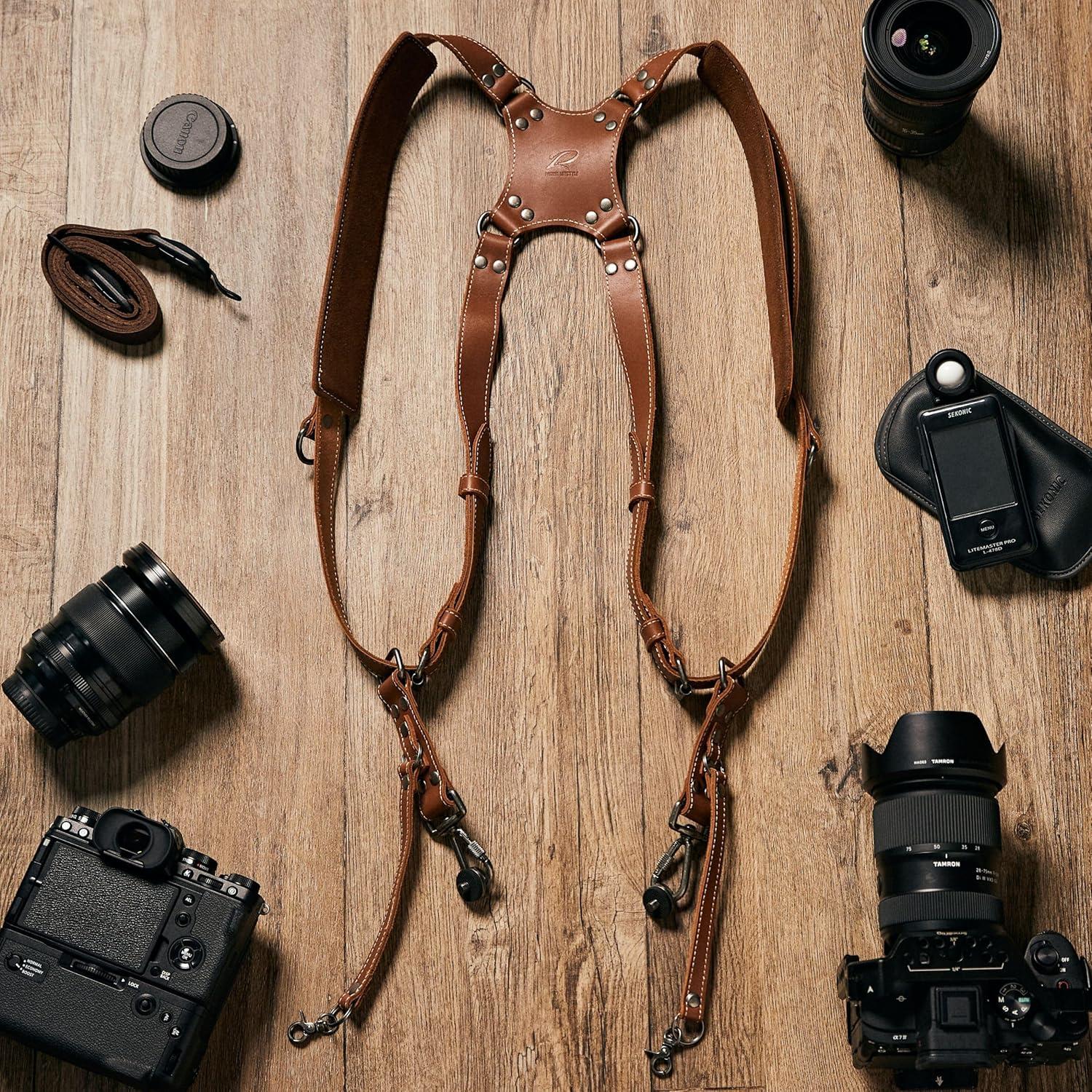 Arnés de cámara dual Padwa Lifestyle cuero marrón 20 kg