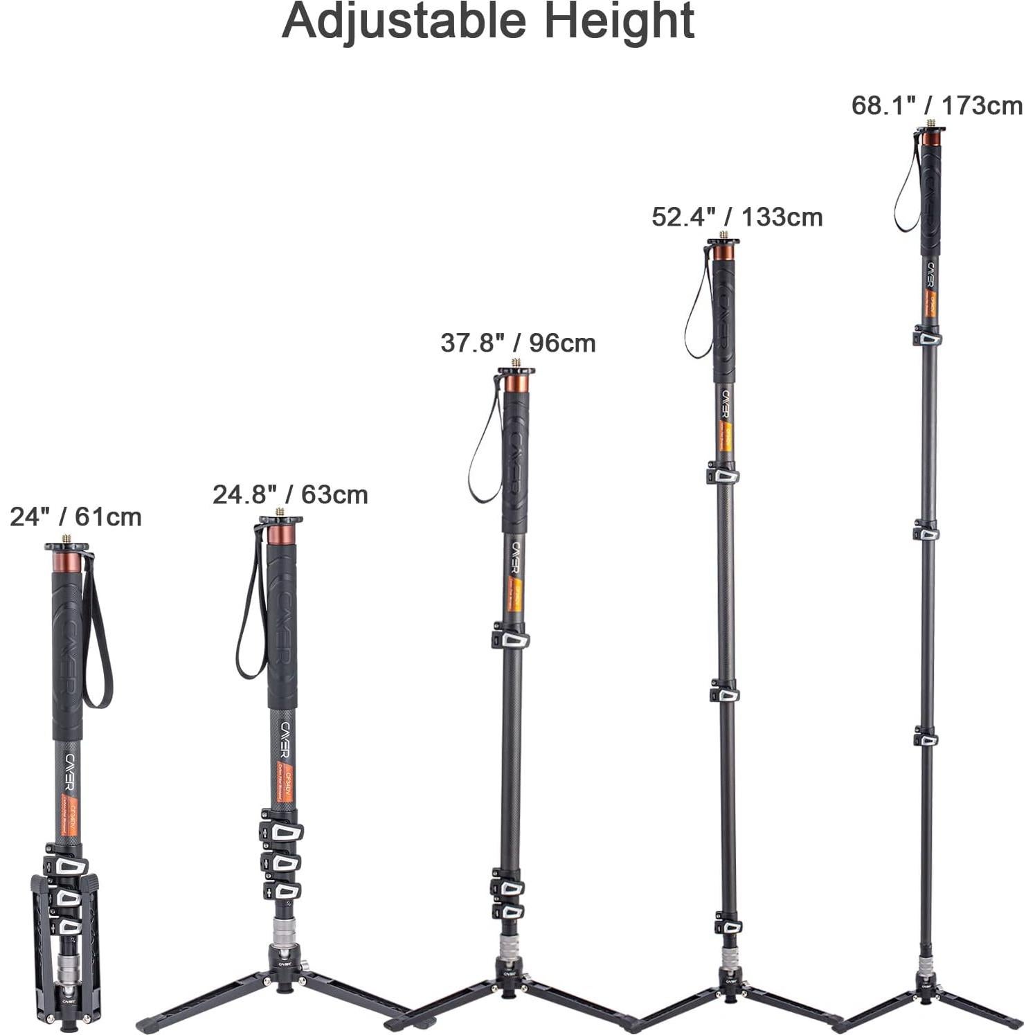 Monopodo de Video Cayer CF34DV de Fibra de Carbono 172.72 cm