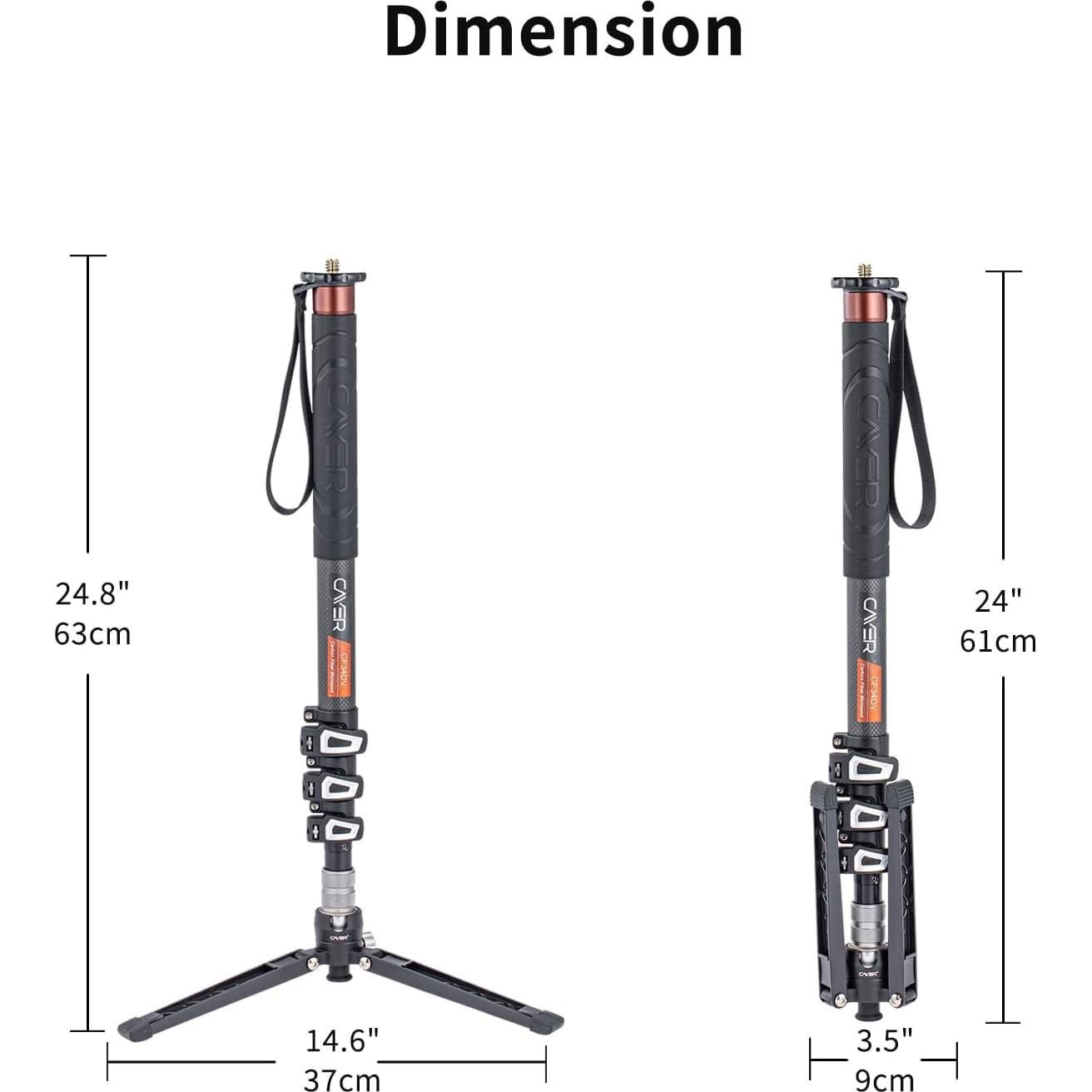 Monopodo de Video Cayer CF34DV de Fibra de Carbono 172.72 cm