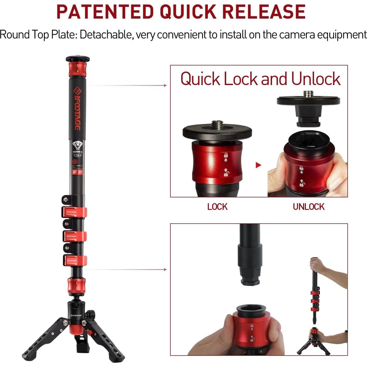 Monopod Telescópico IFOOTAGE Cobra 2 C150 II 150cm Carbono