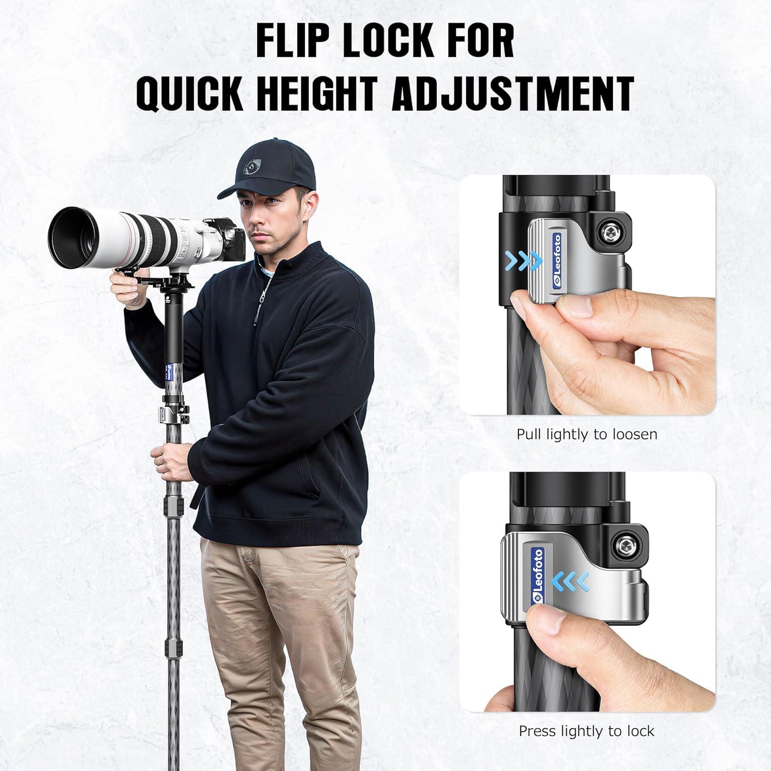 Monopie LEOFOTO LFT-MPC-326C de fibra de carbono 30kg