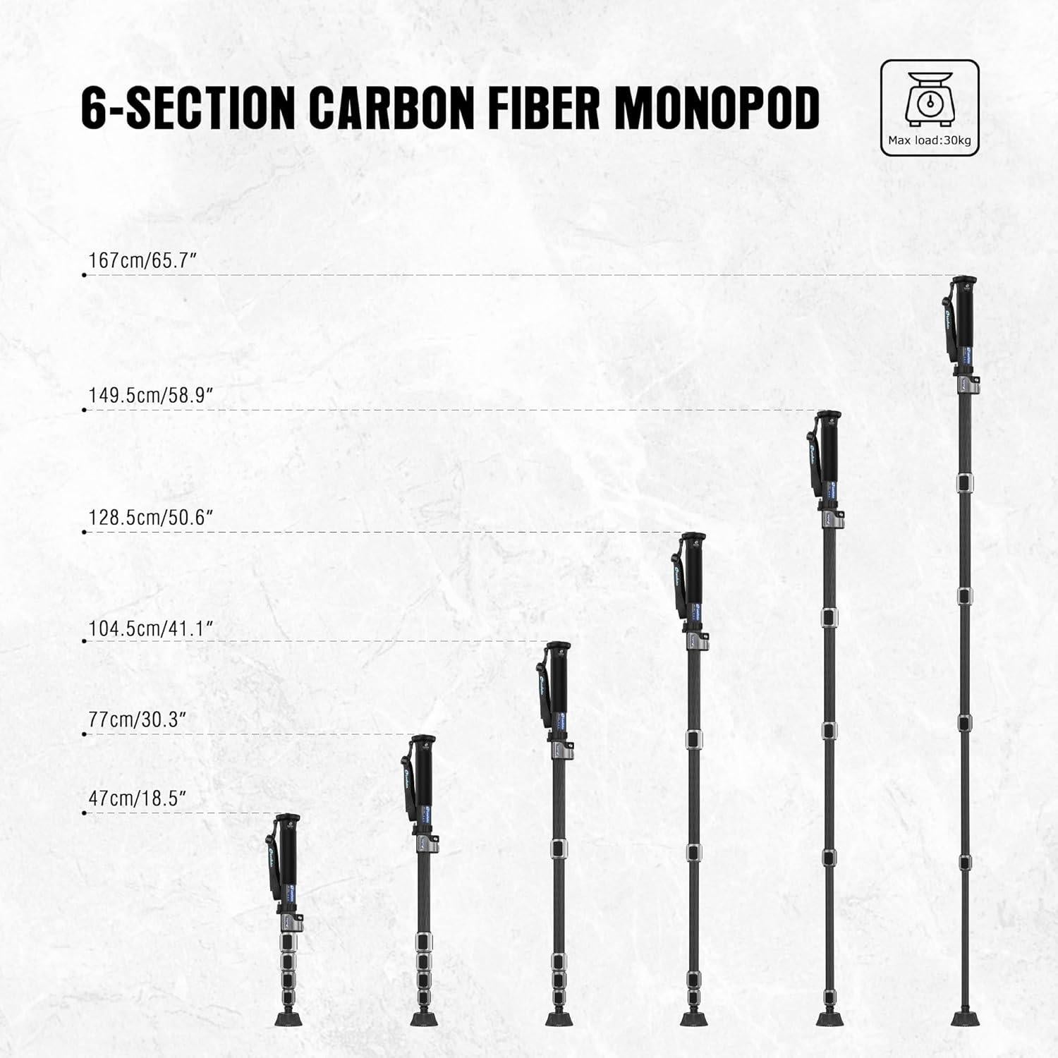 Monopie LEOFOTO LFT-MPC-326C de fibra de carbono 30kg