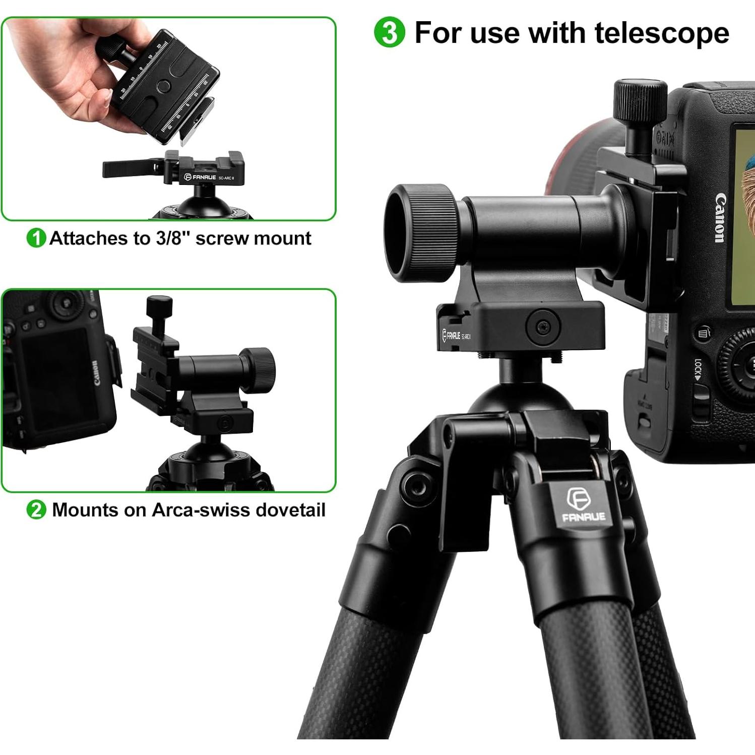 Cabezal Gimbal de Monopod FANAUE con Placa Arca-Swiss 348g