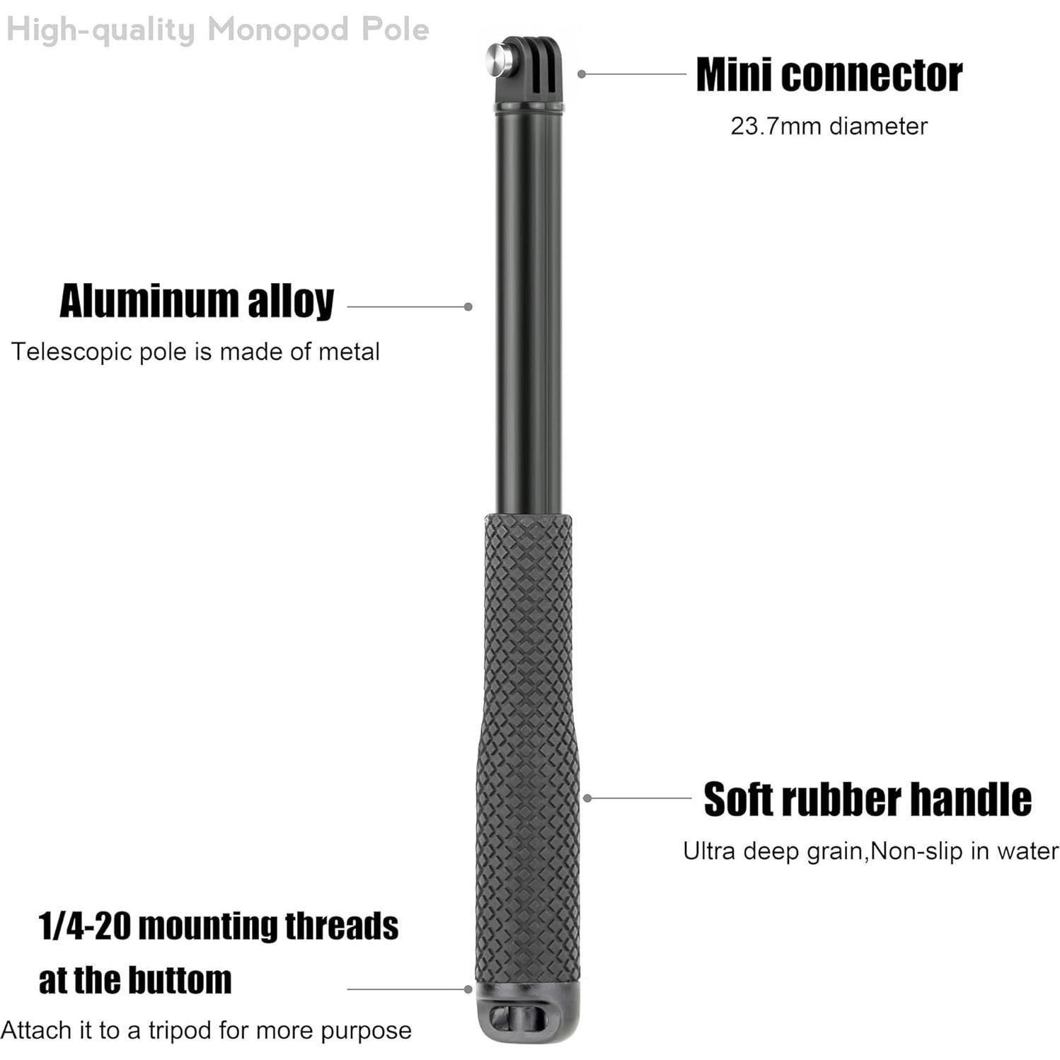 Palo de Selfie Telescópico Impermeable SOONSUN 115cm para GoPro y Móvil