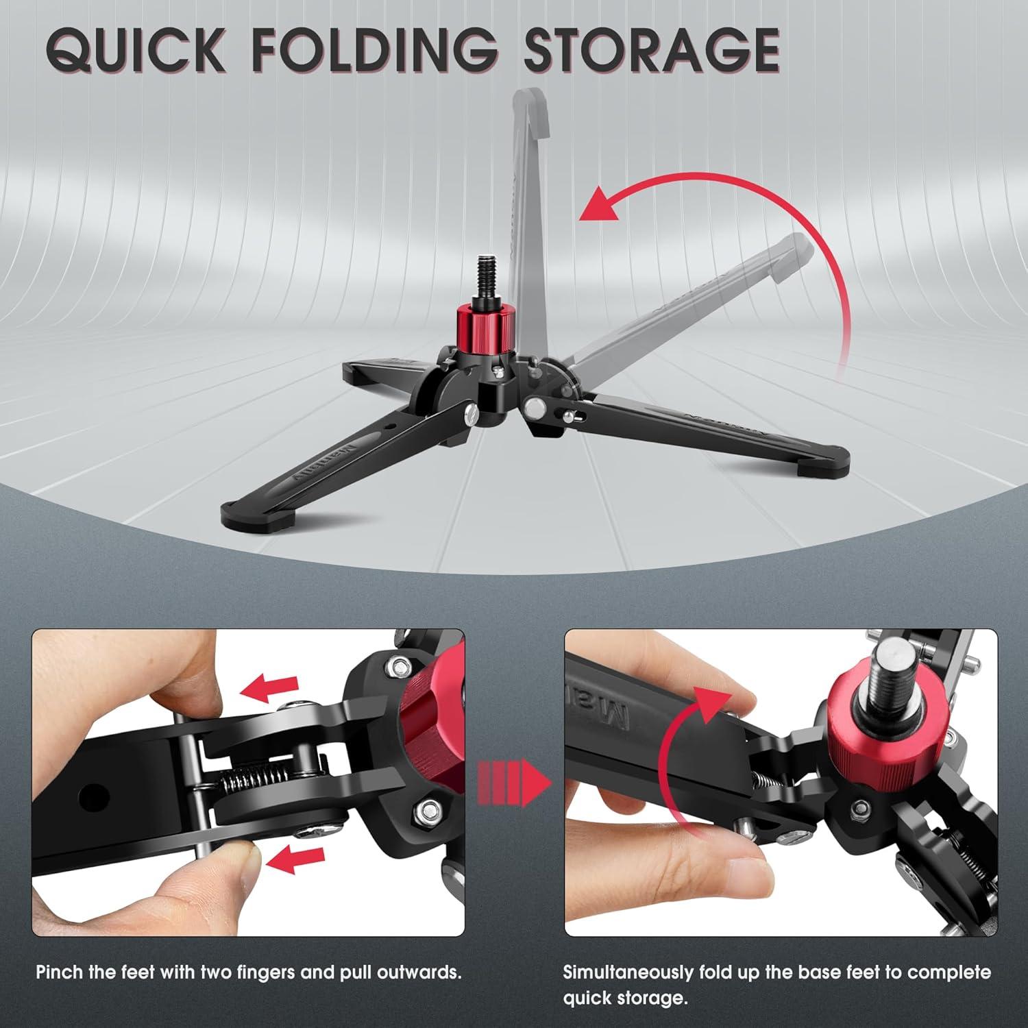 Base de Trípode Manbily M-2 Rojo para Monopodos 14.5 cm