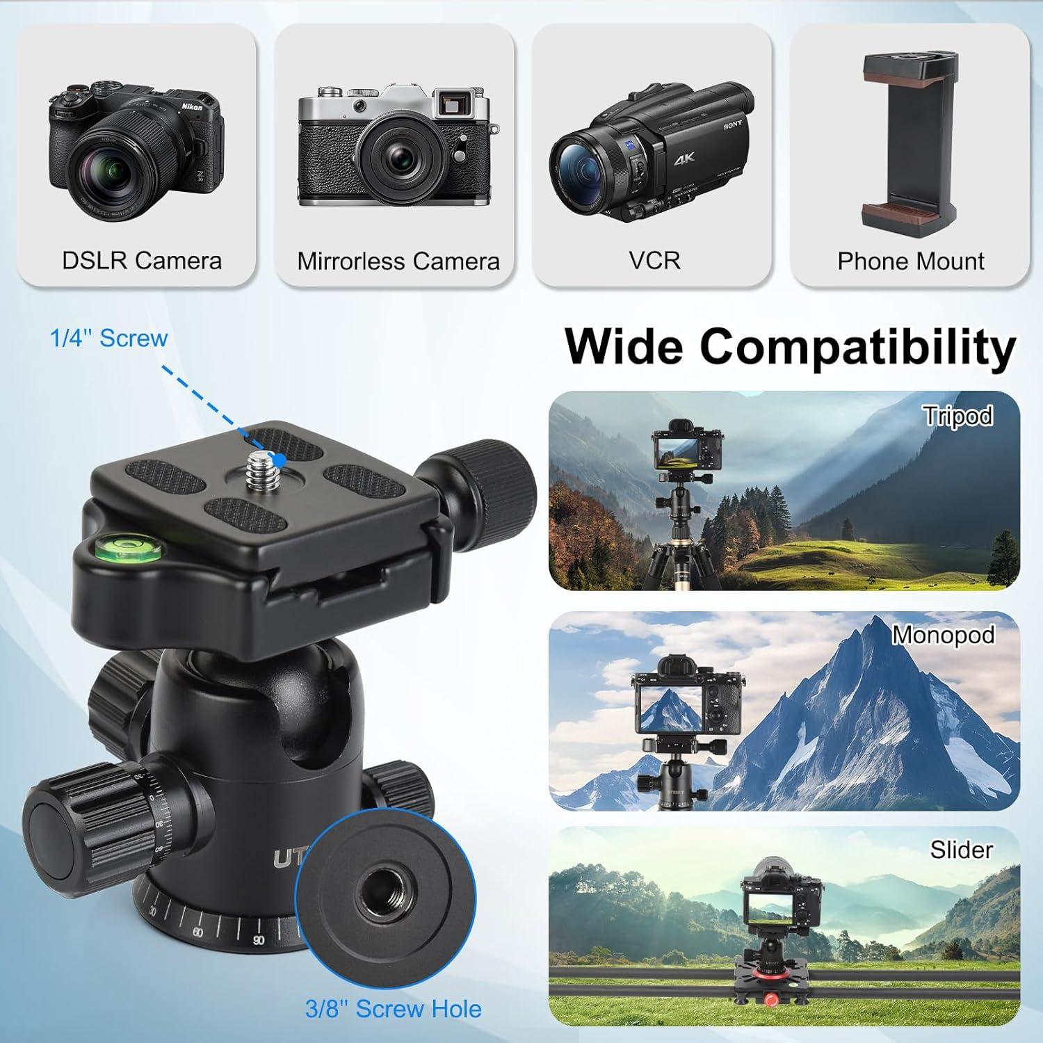 Cabezal de Bola UTEBIT 40mm con Placa de Liberación Rápida