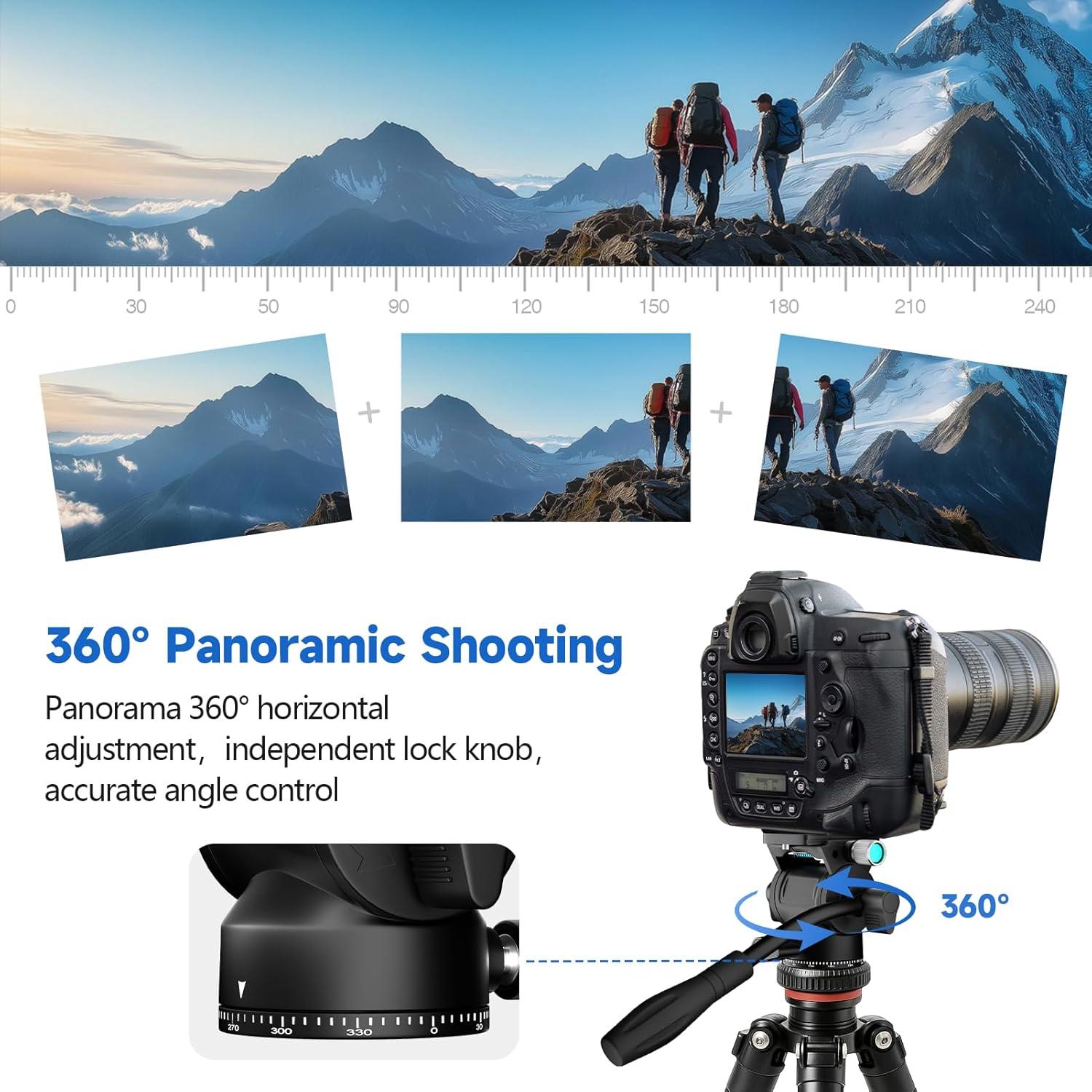 Cabezal de Fluido para Trípode EMART con Placa QR y Mango, Carga 5kg